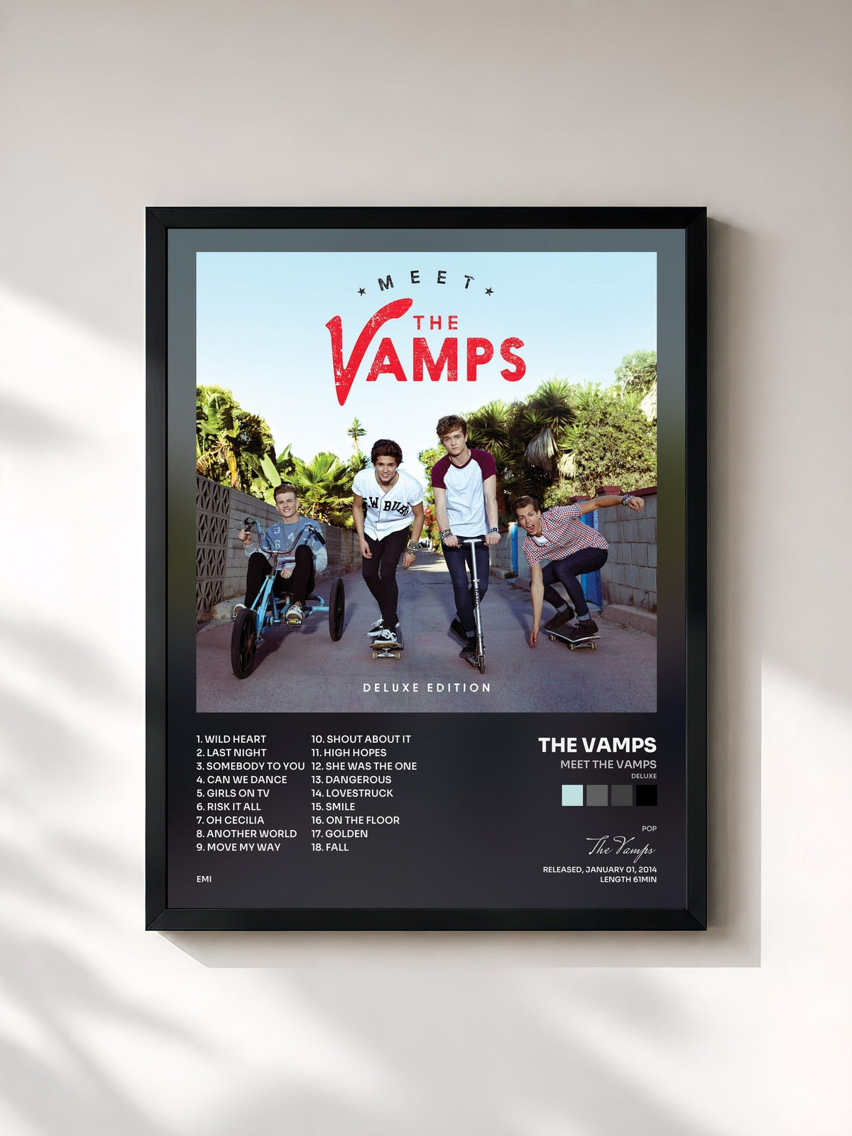#noir Tableau de l'album Meet The Vamps (Deluxe) de The Vamps, cadre noir, imprimé et encadré en France