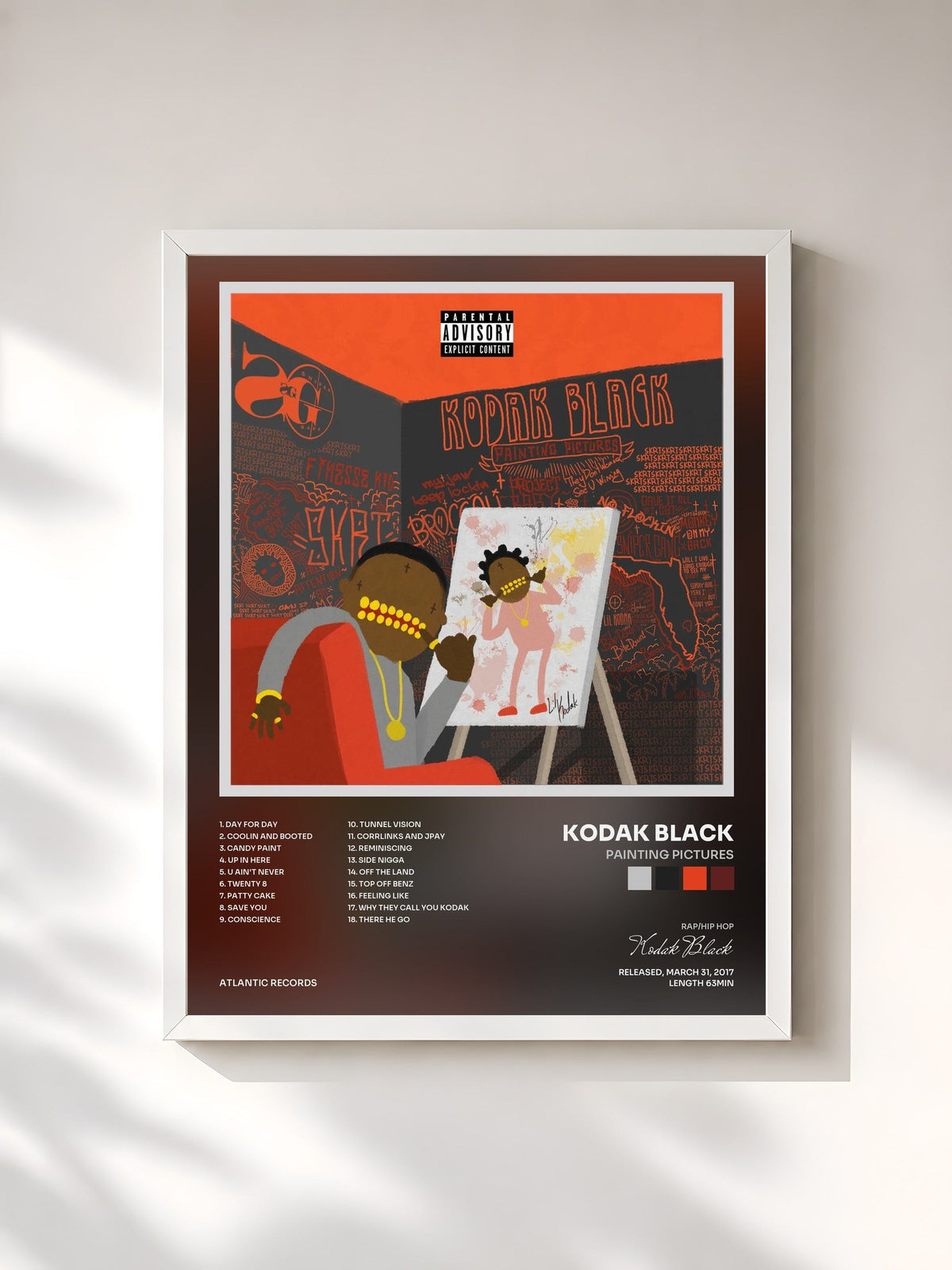 #blanc Tableau de l'album Painting Pictures de Kodak Black, cadre blanc, imprimé et encadré en France