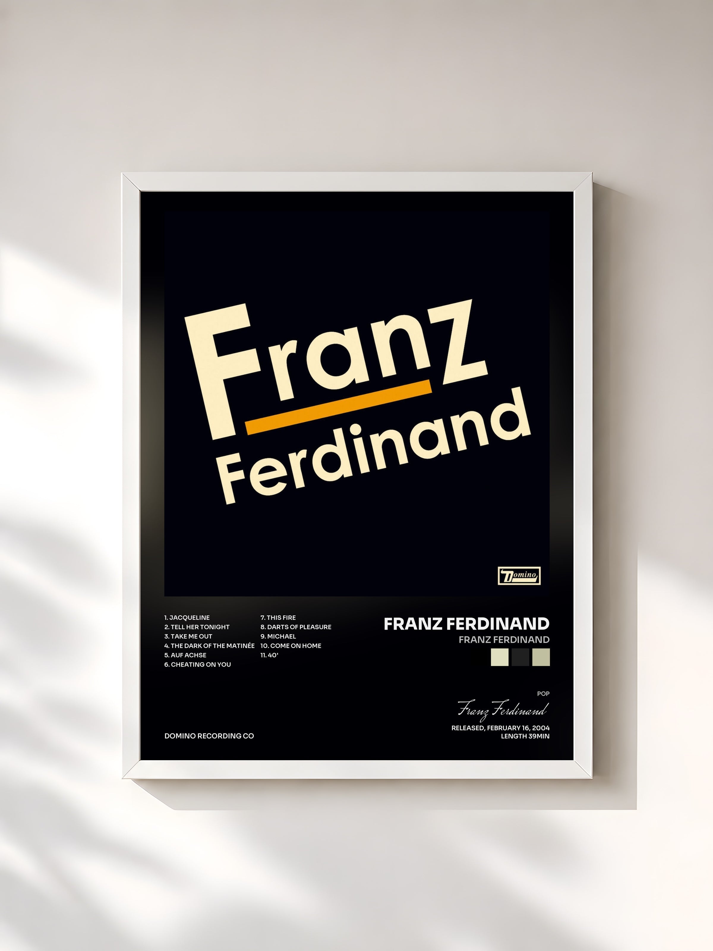 #blanc Franz Ferdinand by Franz Ferdinand as a framed art print, white frame, printed and framed in France
