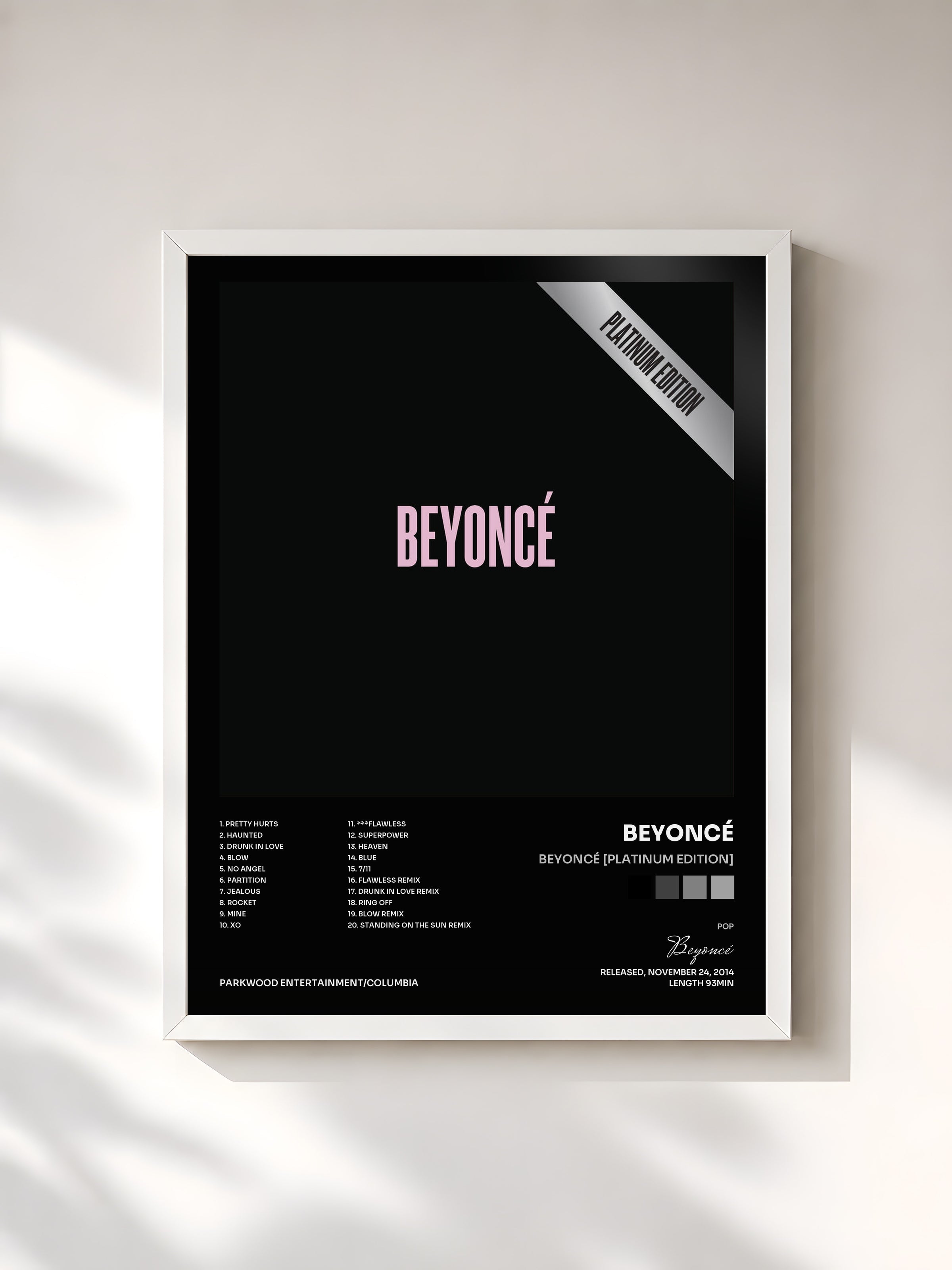 #blanc BEYONCÉ [Platinum Edition] di Beyoncé in stampa incorniciata, cornice bianca, stampata e incorniciata in Francia