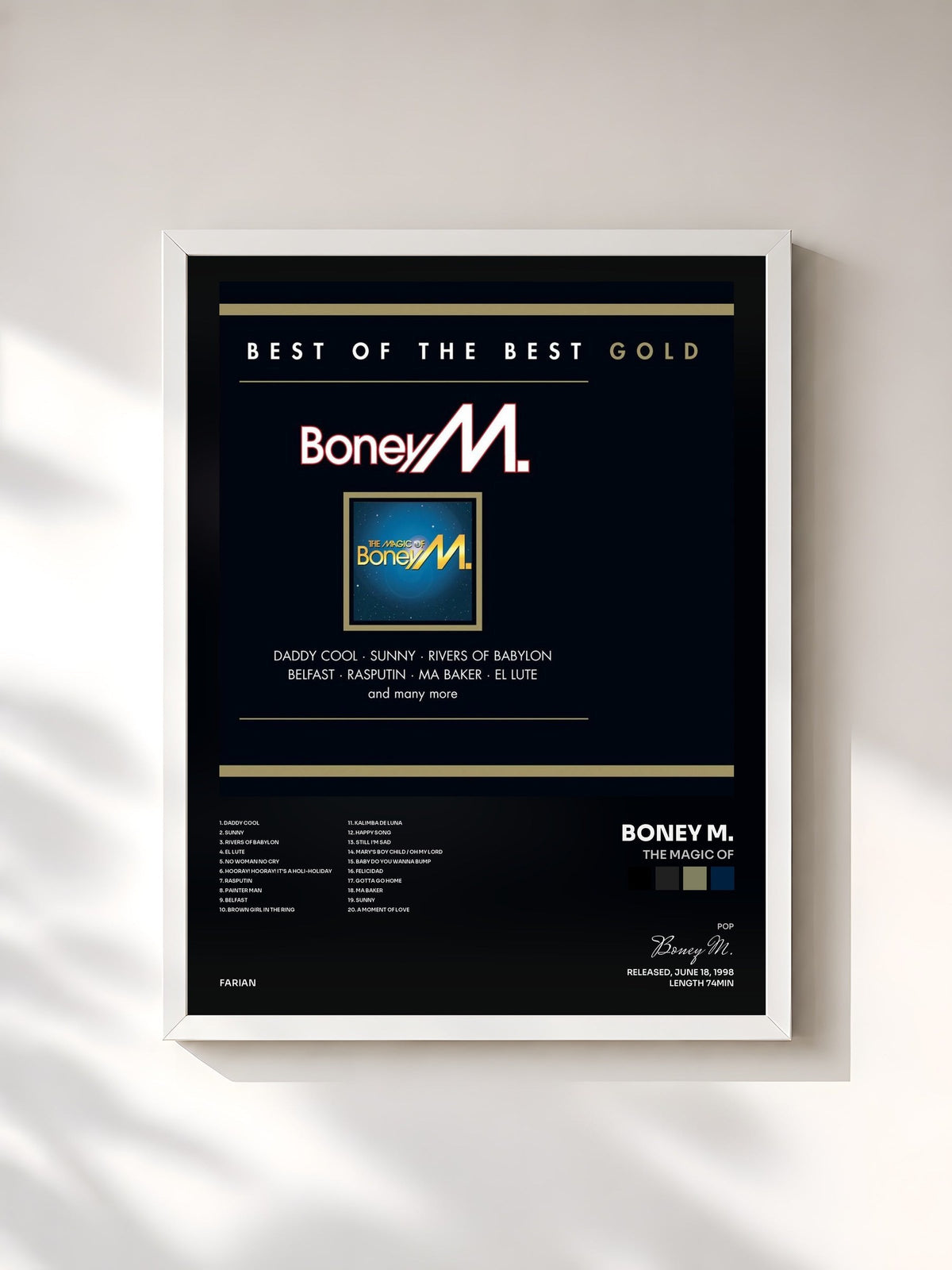 #blanc The Magic Of von Boney M. als gerahmter Kunstdruck, weißer Rahmen, gedruckt und gerahmt in Frankreich