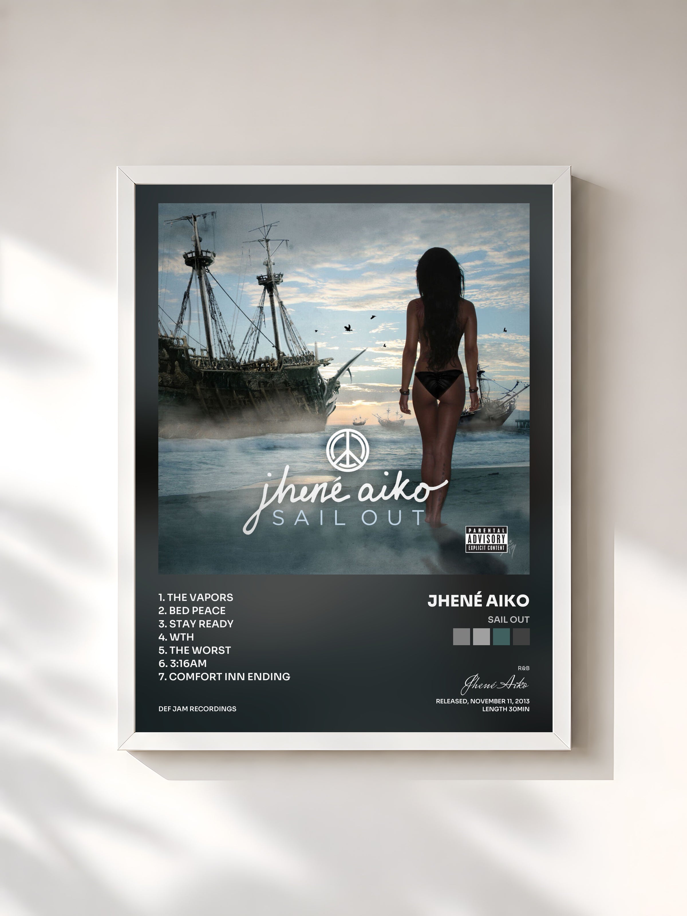 #blanc Sail Out by Jhené Aiko as a framed art print, white frame, printed and framed in France