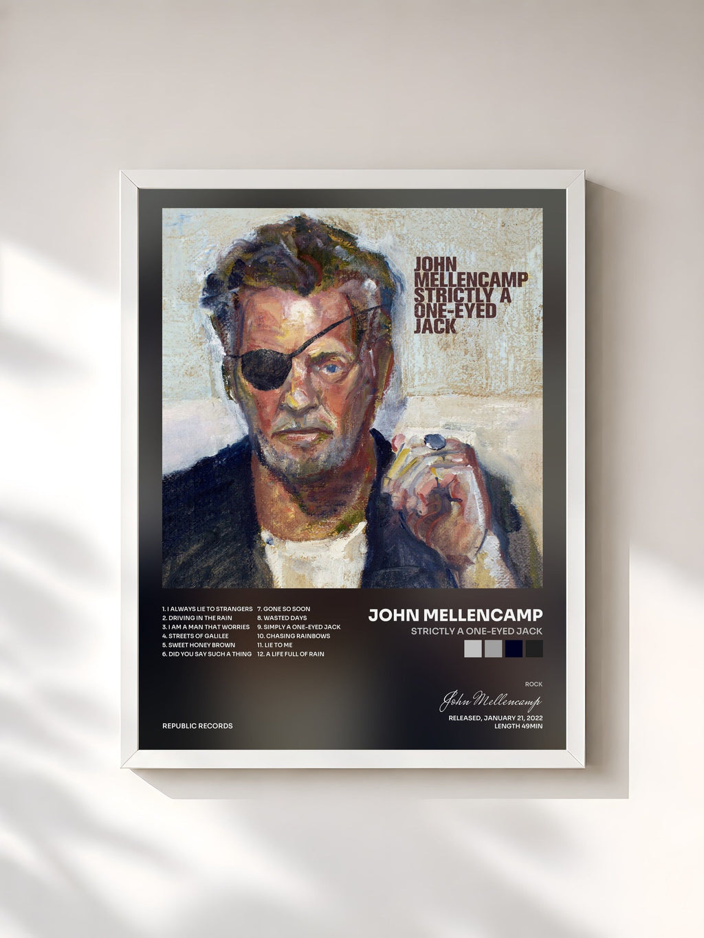 #blanc Strictly A One-Eyed Jack di John Mellencamp in stampa incorniciata, cornice bianca, stampata e incorniciata in Francia