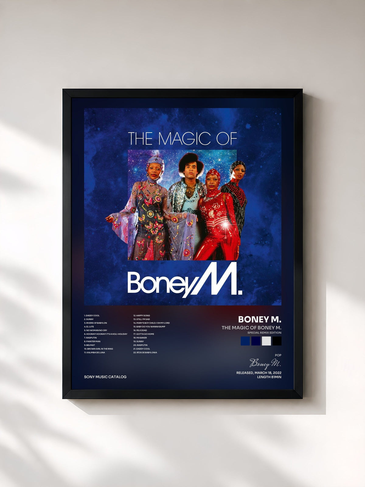 #noir Tableau de l'album The Magic Of Boney M. (Special Remix Edition) de Boney M., cadre noir, imprimé et encadré en France