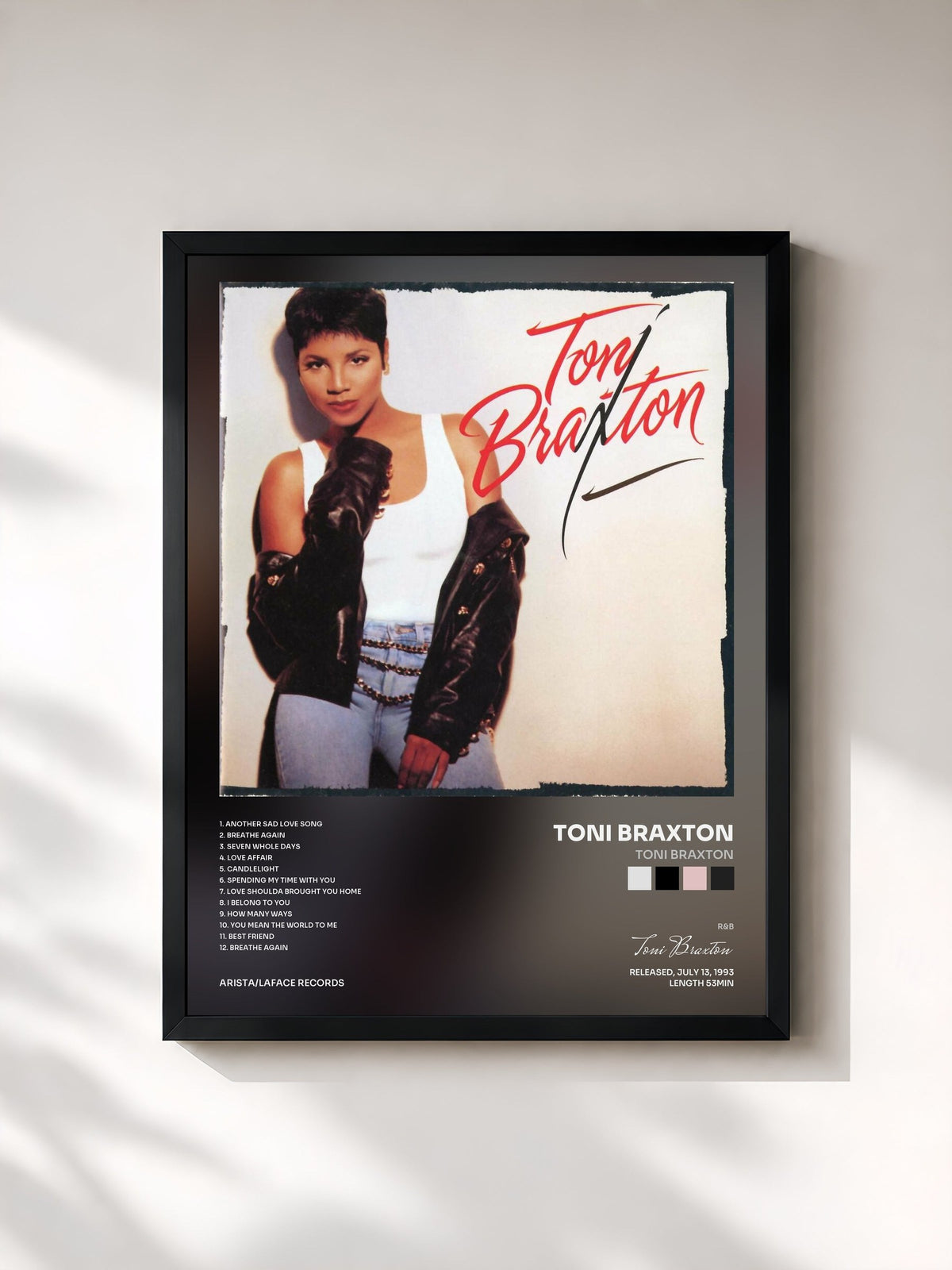 #noir Toni Braxton by Toni Braxton as a framed art print, black frame, printed and framed in France