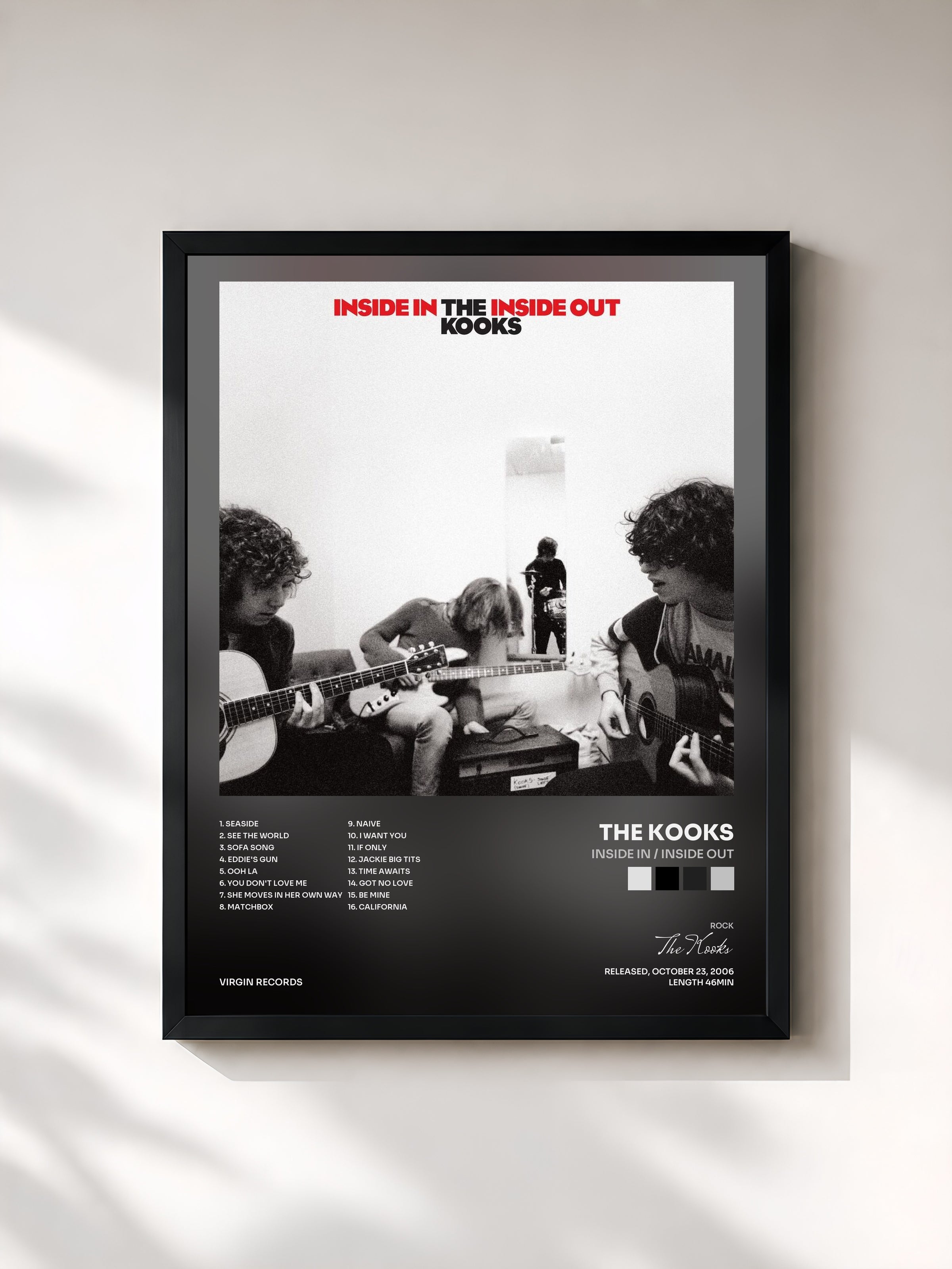 #noir Inside In / Inside Out by The Kooks as a framed art print, black frame, printed and framed in France