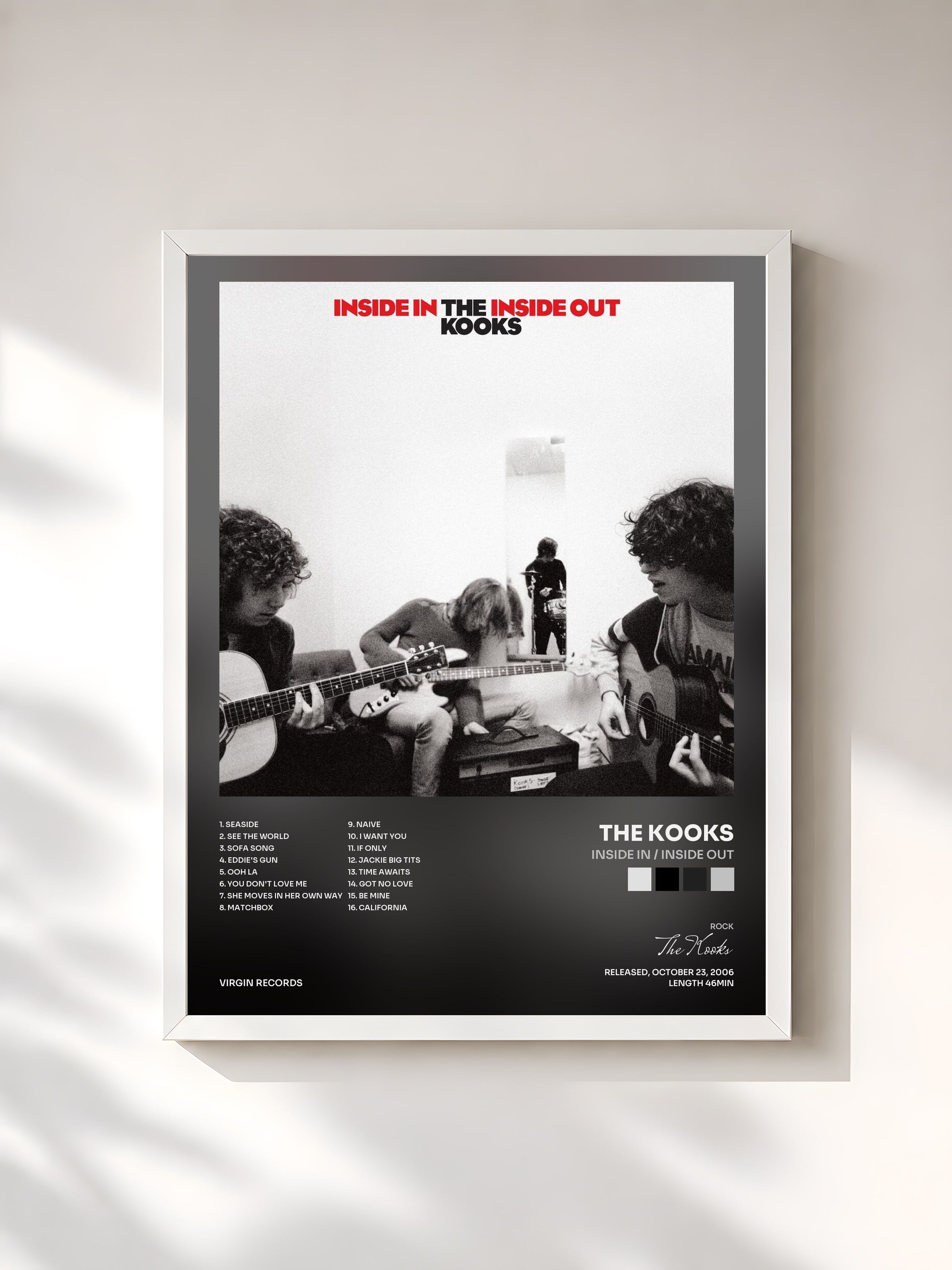 #blanc Inside In / Inside Out by The Kooks as a framed art print, white frame, printed and framed in France