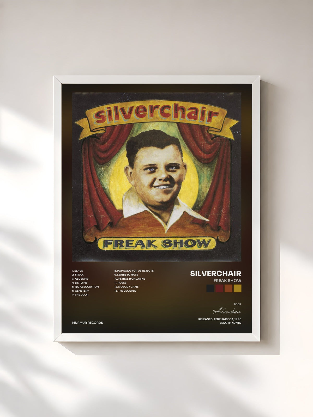 #blanc Freak Show de Silverchair en lámina enmarcada, marco blanco, impresa y enmarcada en Francia