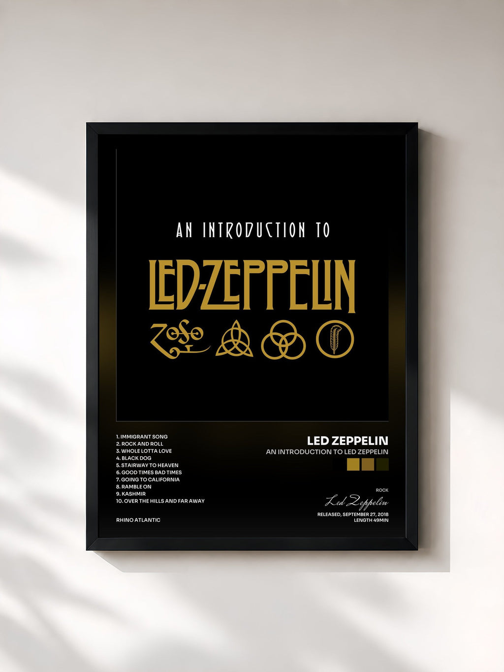 #noir An Introduction to Led Zeppelin by Led Zeppelin as a framed art print, black frame, printed and framed in France