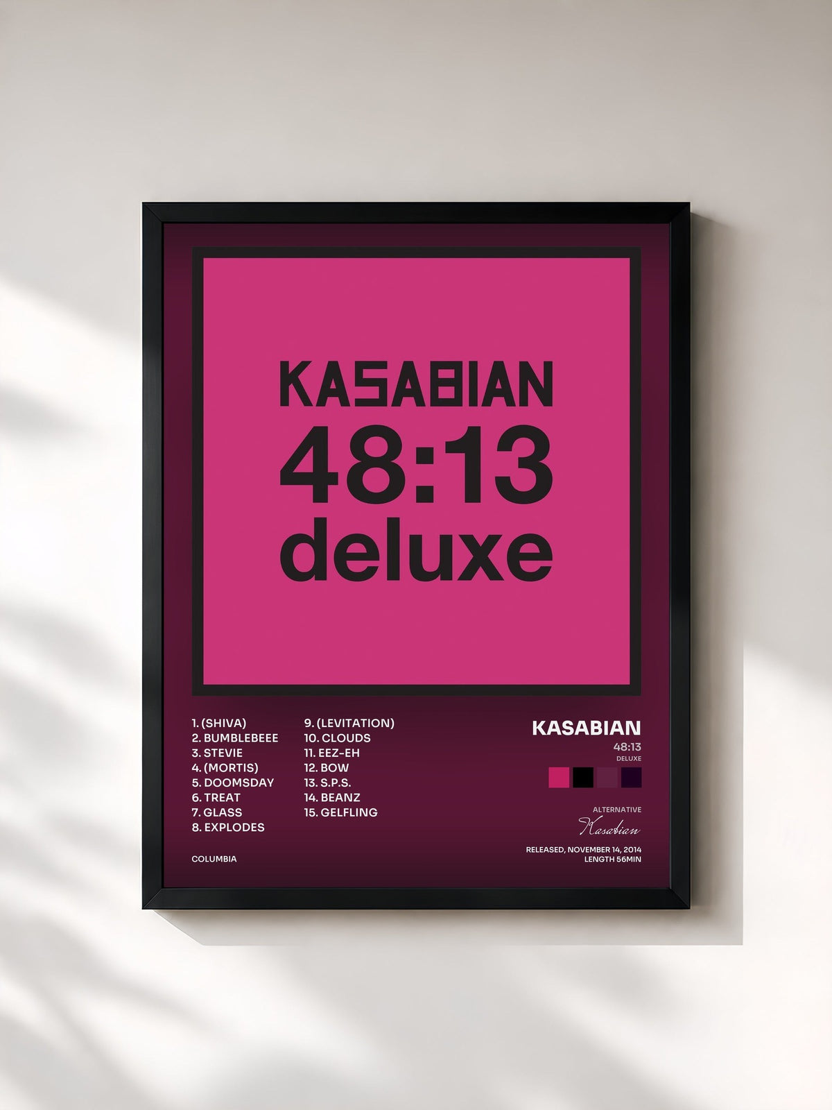 #noir Tableau de l'album 48:13 (Deluxe) de Kasabian, cadre noir, imprimé et encadré en France