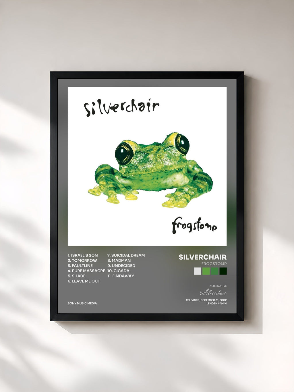 #noir Tableau de l'album Frogstomp de Silverchair, cadre noir, imprimé et encadré en France
