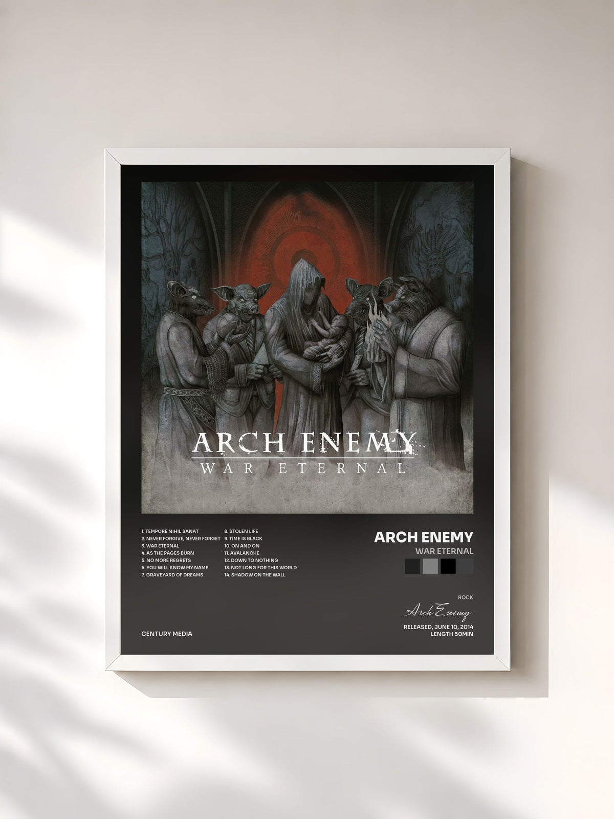 #blanc War Eternal von Arch Enemy als gerahmter Kunstdruck, weißer Rahmen, gedruckt und gerahmt in Frankreich