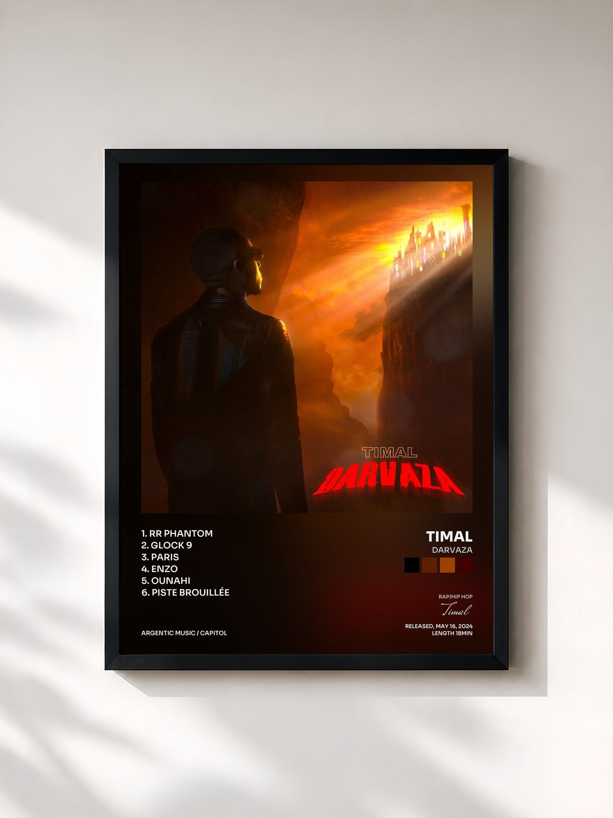 #noir Tableau de l'album Darvaza de Timal, cadre noir, imprimé et encadré en France