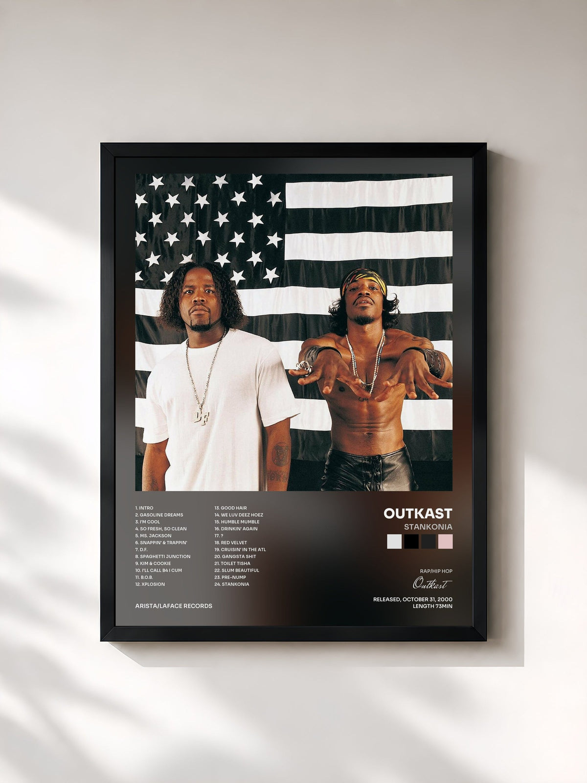 #noir Tableau de l'album Stankonia de Outkast, cadre noir, imprimé et encadré en France