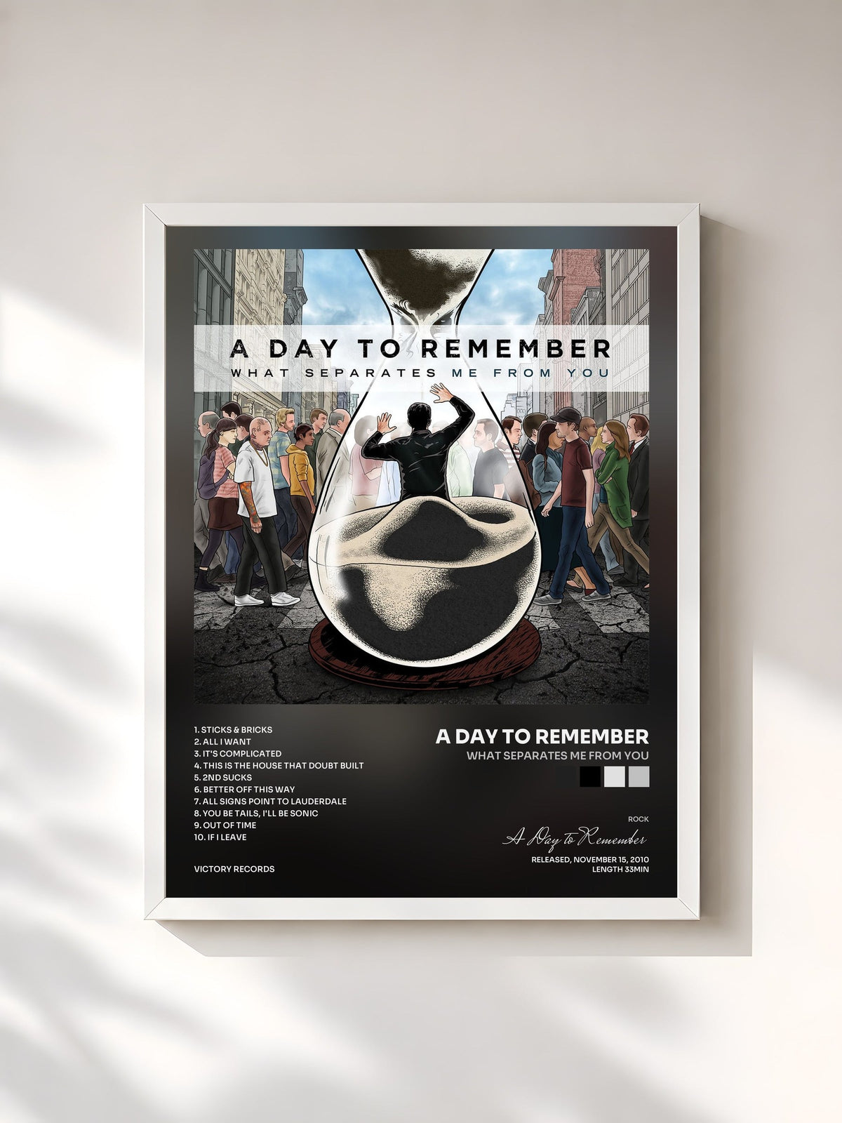#blanc What Separates Me From You de A Day to Remember en lámina enmarcada, marco blanco, impresa y enmarcada en Francia