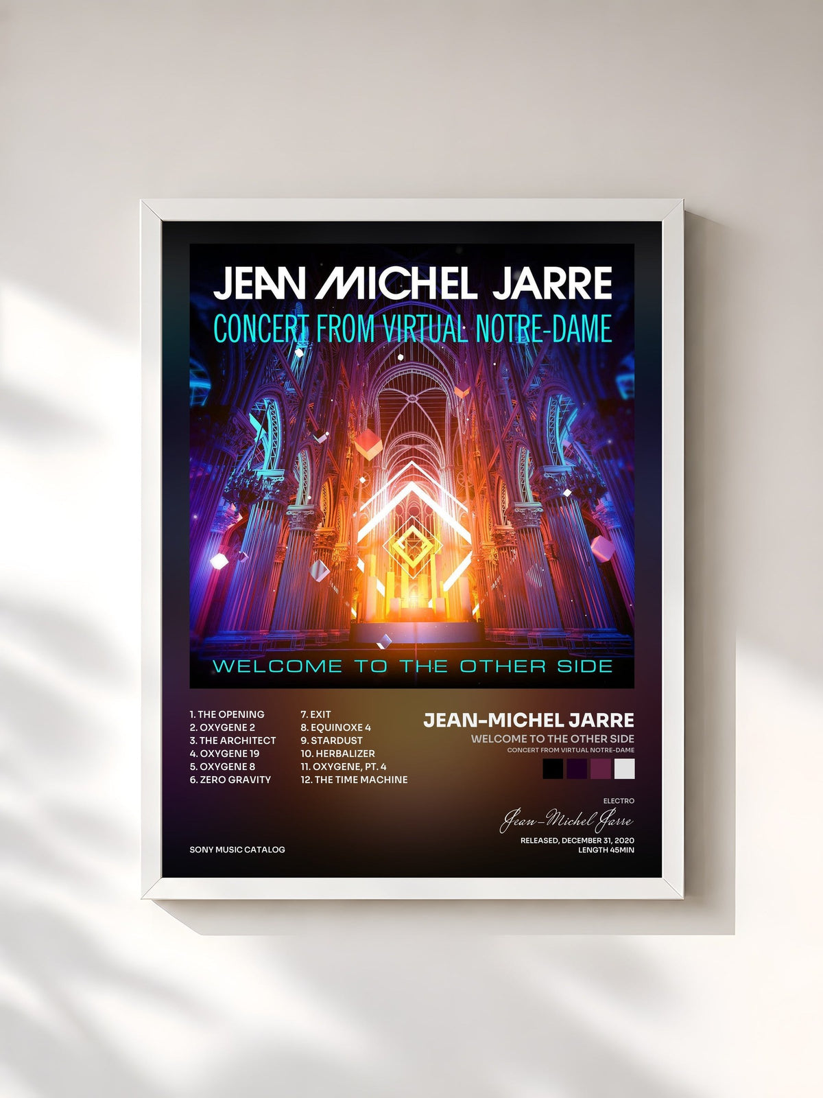 #blanc Tableau de l'album Welcome To The Other Side (Concert From Virtual Notre-Dame) de Jean-Michel Jarre, cadre blanc, imprimé et encadré en France