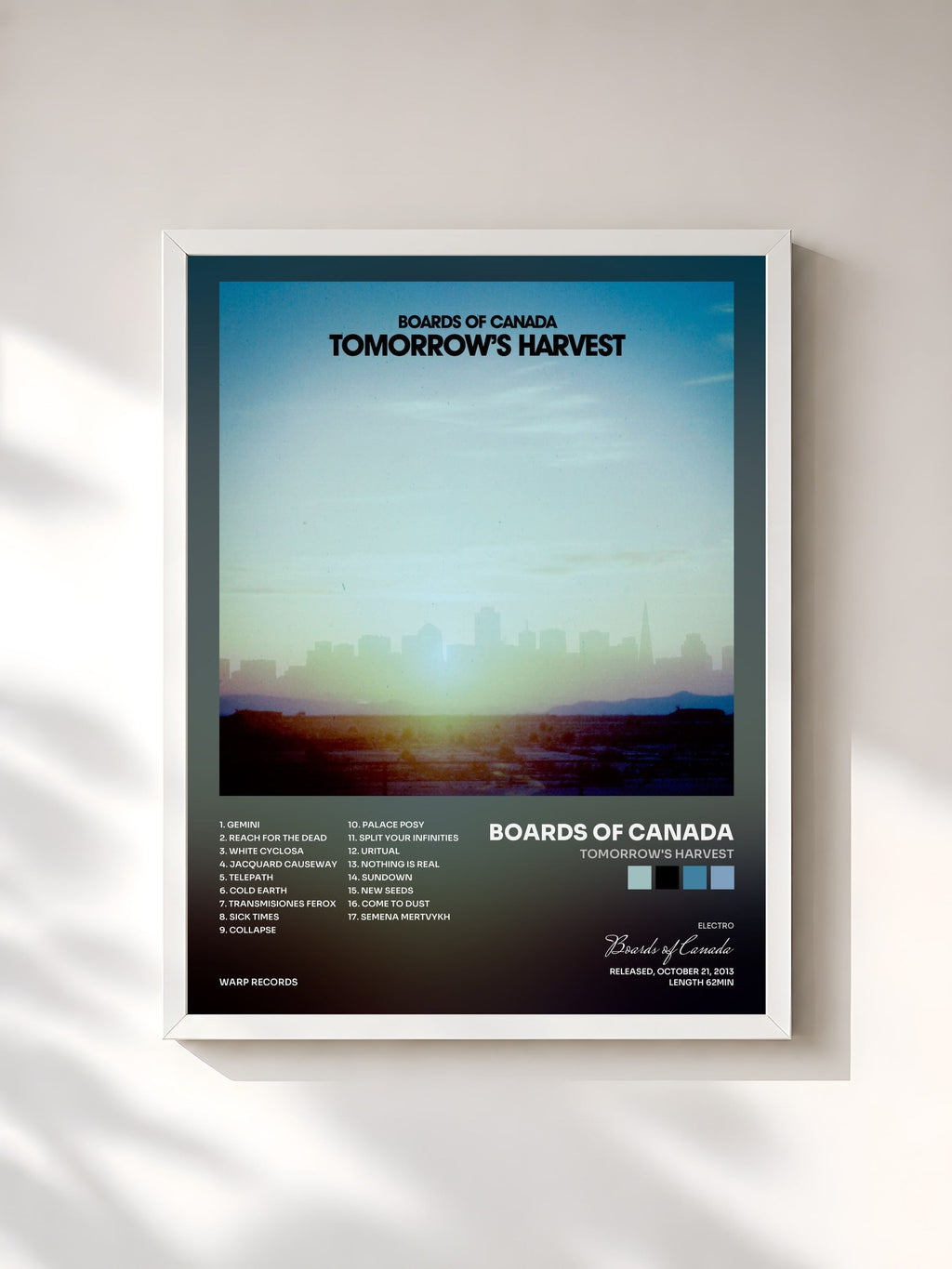 #blanc Tomorrow's Harvest von Boards of Canada als gerahmter Kunstdruck, weißer Rahmen, gedruckt und gerahmt in Frankreich