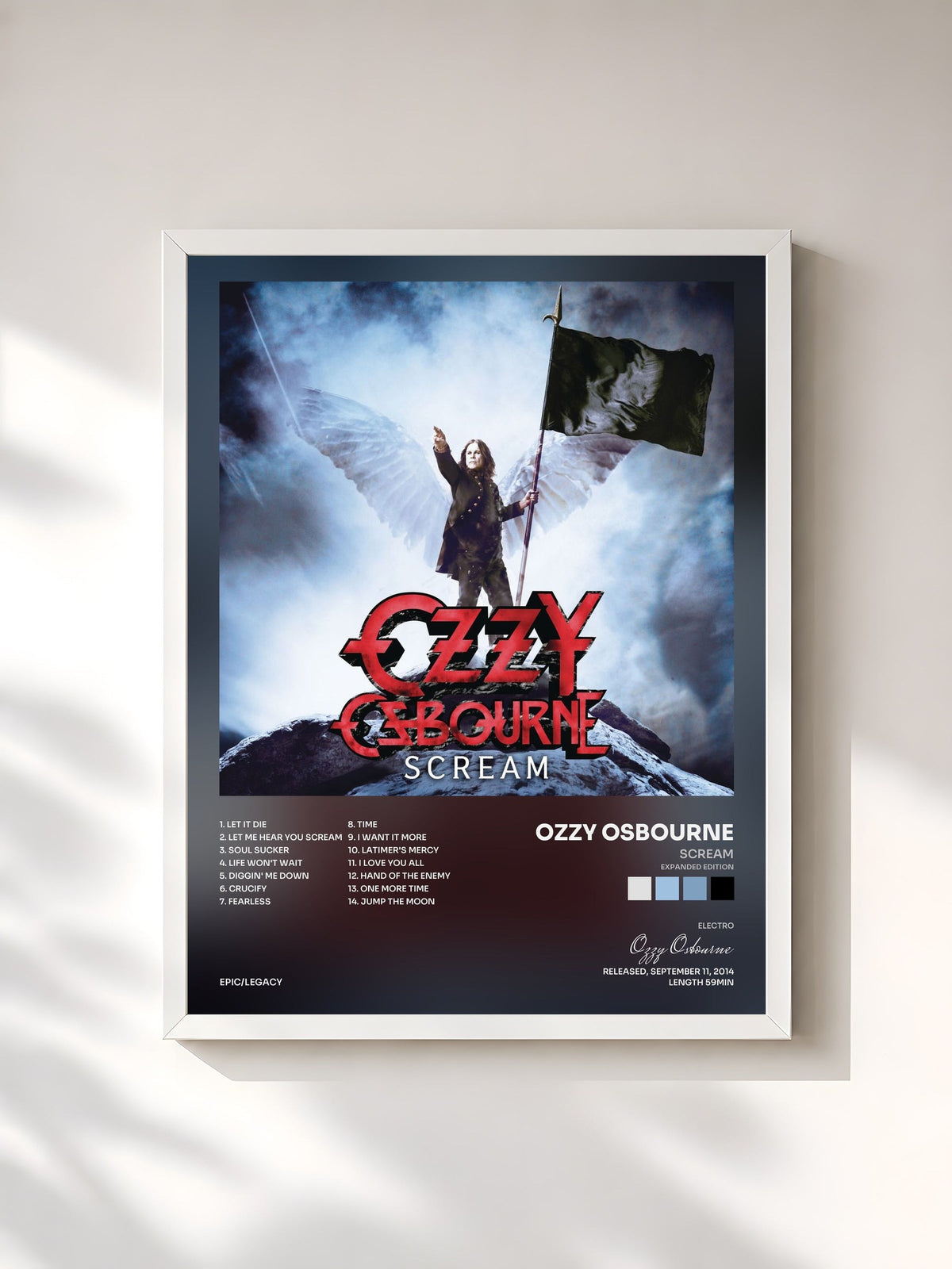 #blanc Scream (Expanded Edition) di Ozzy Osbourne in stampa incorniciata, cornice bianca, stampata e incorniciata in Francia