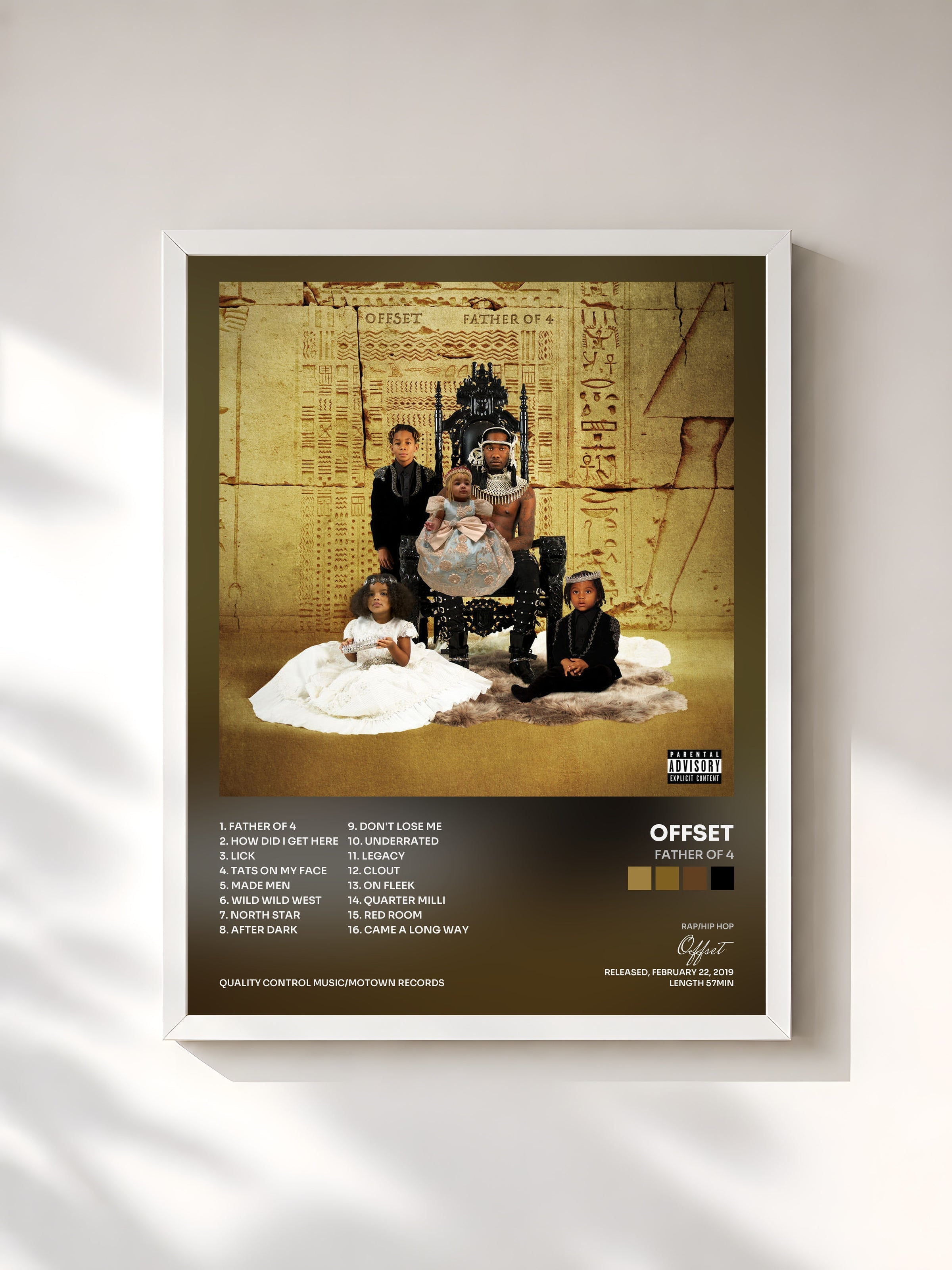 #blanc Tableau de l'album FATHER OF 4 de Offset, cadre blanc, imprimé et encadré en France