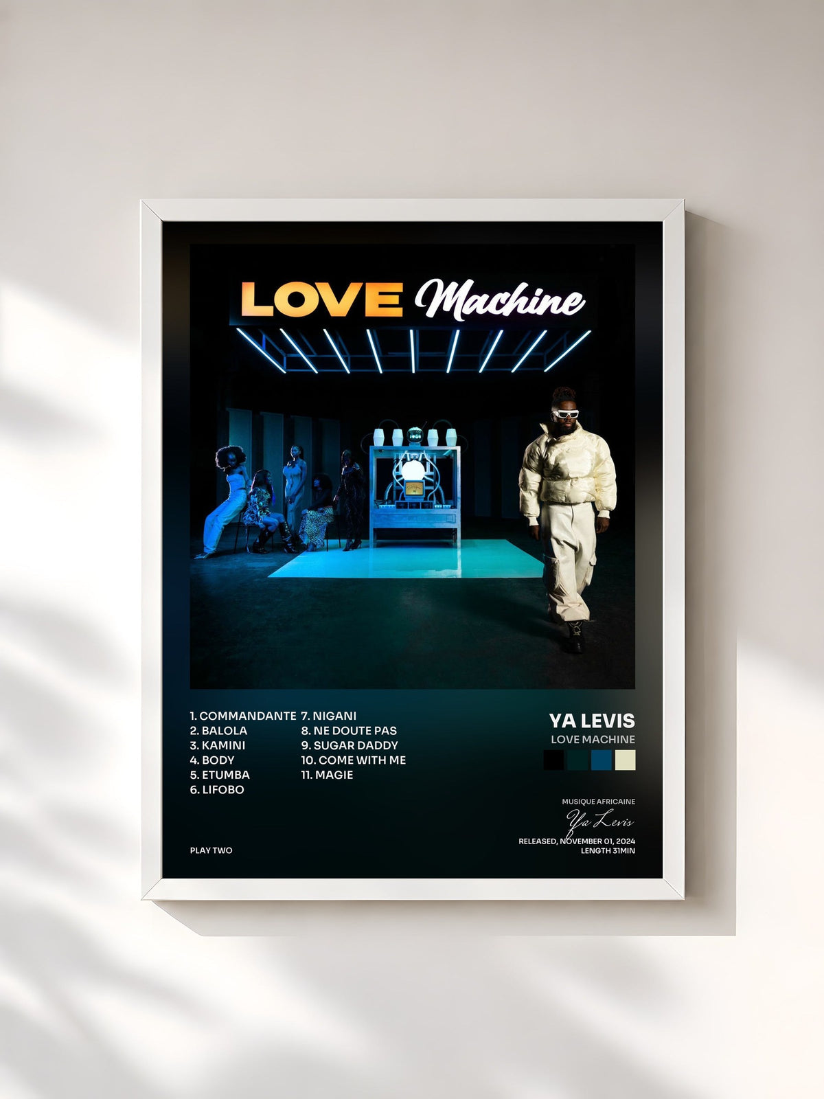 #blanc Love Machine di Ya Levis in stampa incorniciata, cornice bianca, stampata e incorniciata in Francia