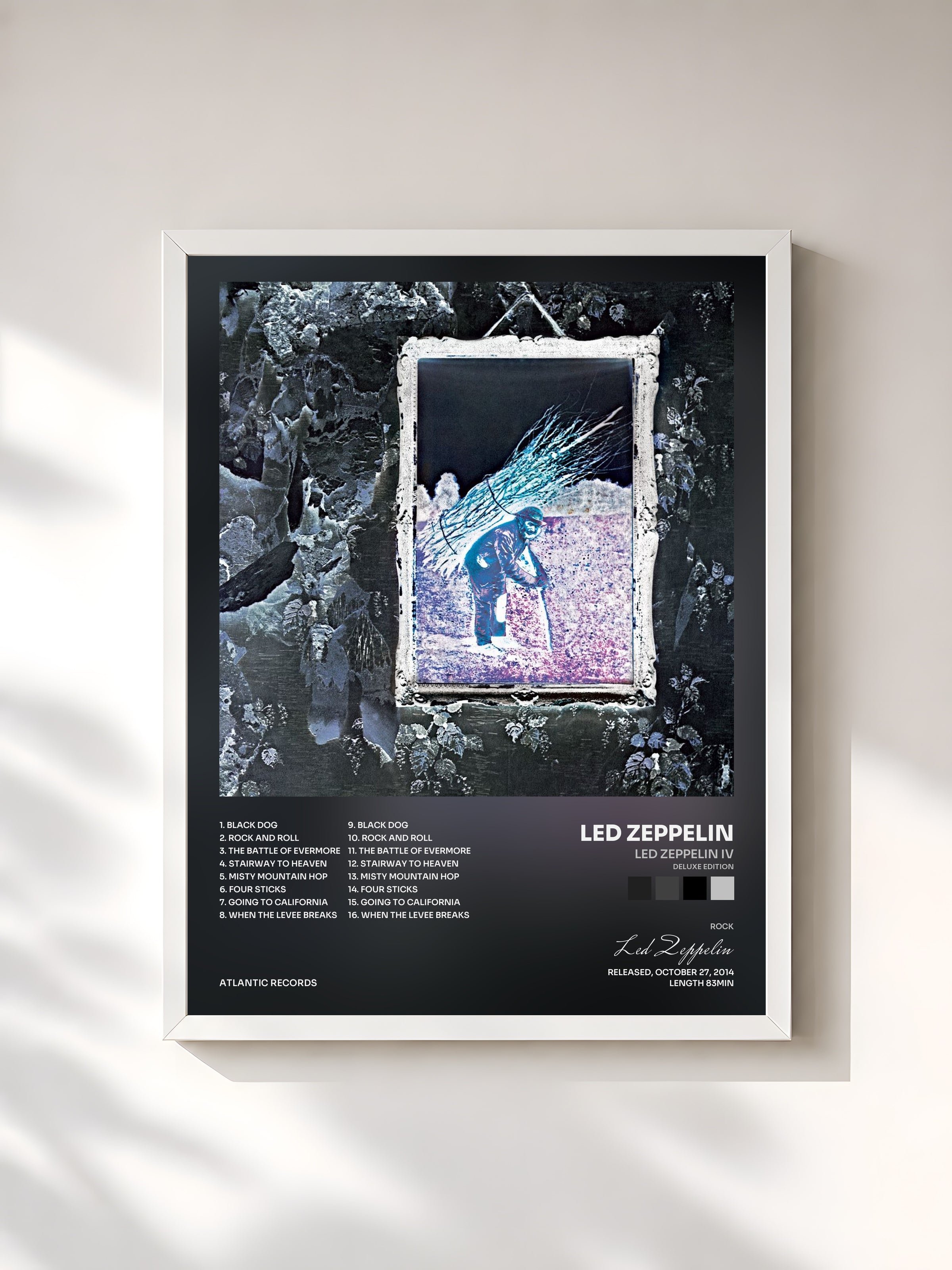 #blanc Tableau de l'album Led Zeppelin IV (Deluxe Edition) de Led Zeppelin, cadre blanc, imprimé et encadré en France