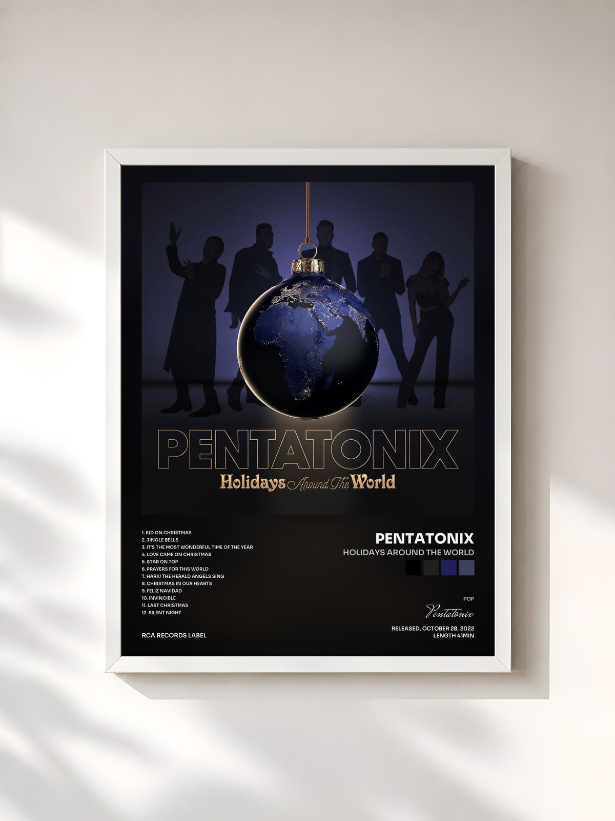 #blanc Holidays Around the World de Pentatonix en lámina enmarcada, marco blanco, impresa y enmarcada en Francia