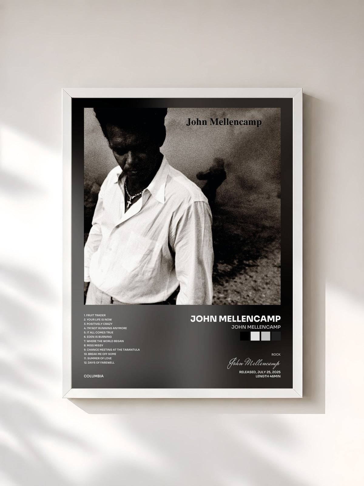 #blanc John Mellencamp by John Mellencamp as a framed art print, white frame, printed and framed in France