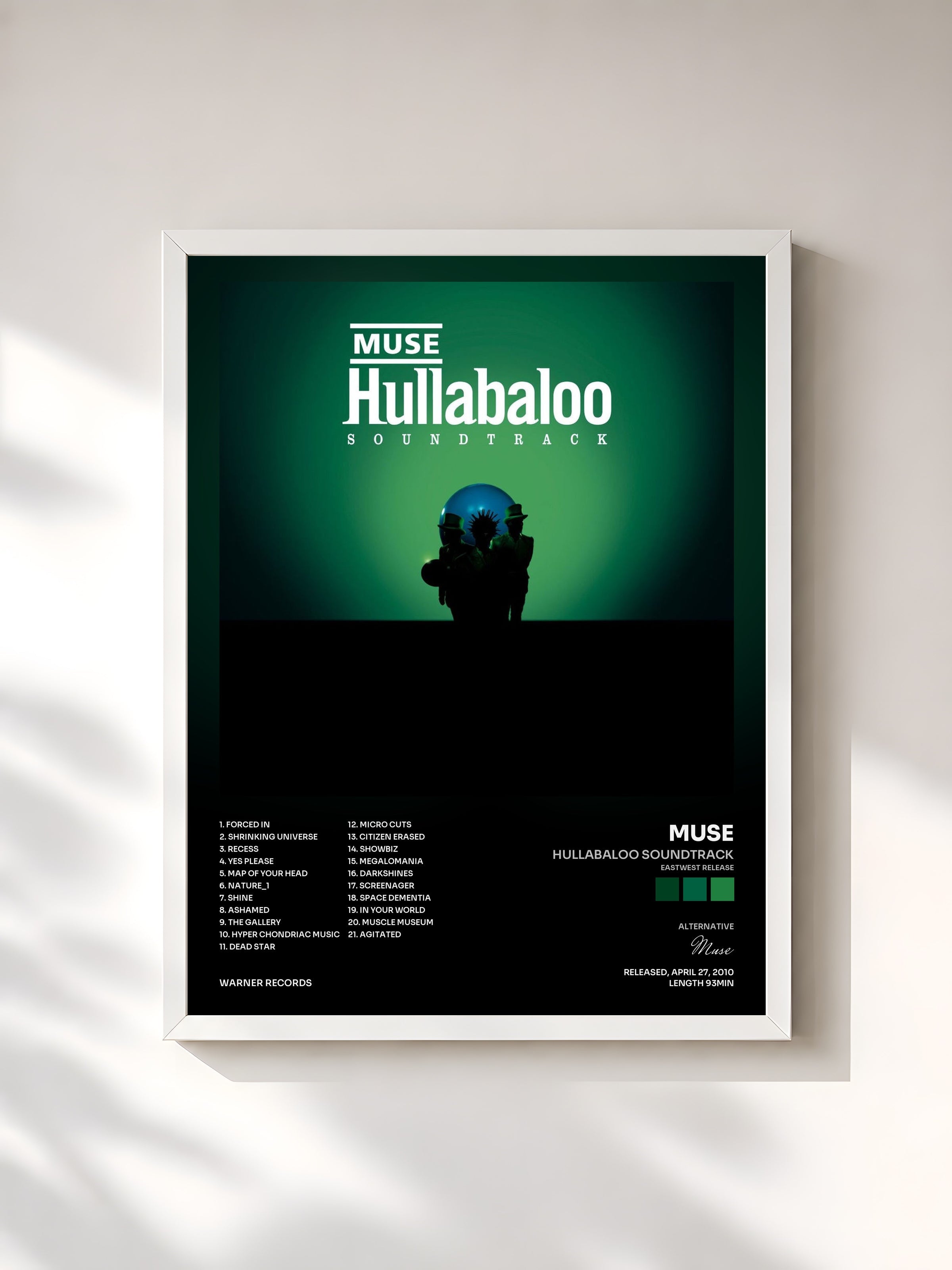 #blanc Hullabaloo Soundtrack (Eastwest Release) by Muse as a framed art print, white frame, printed and framed in France