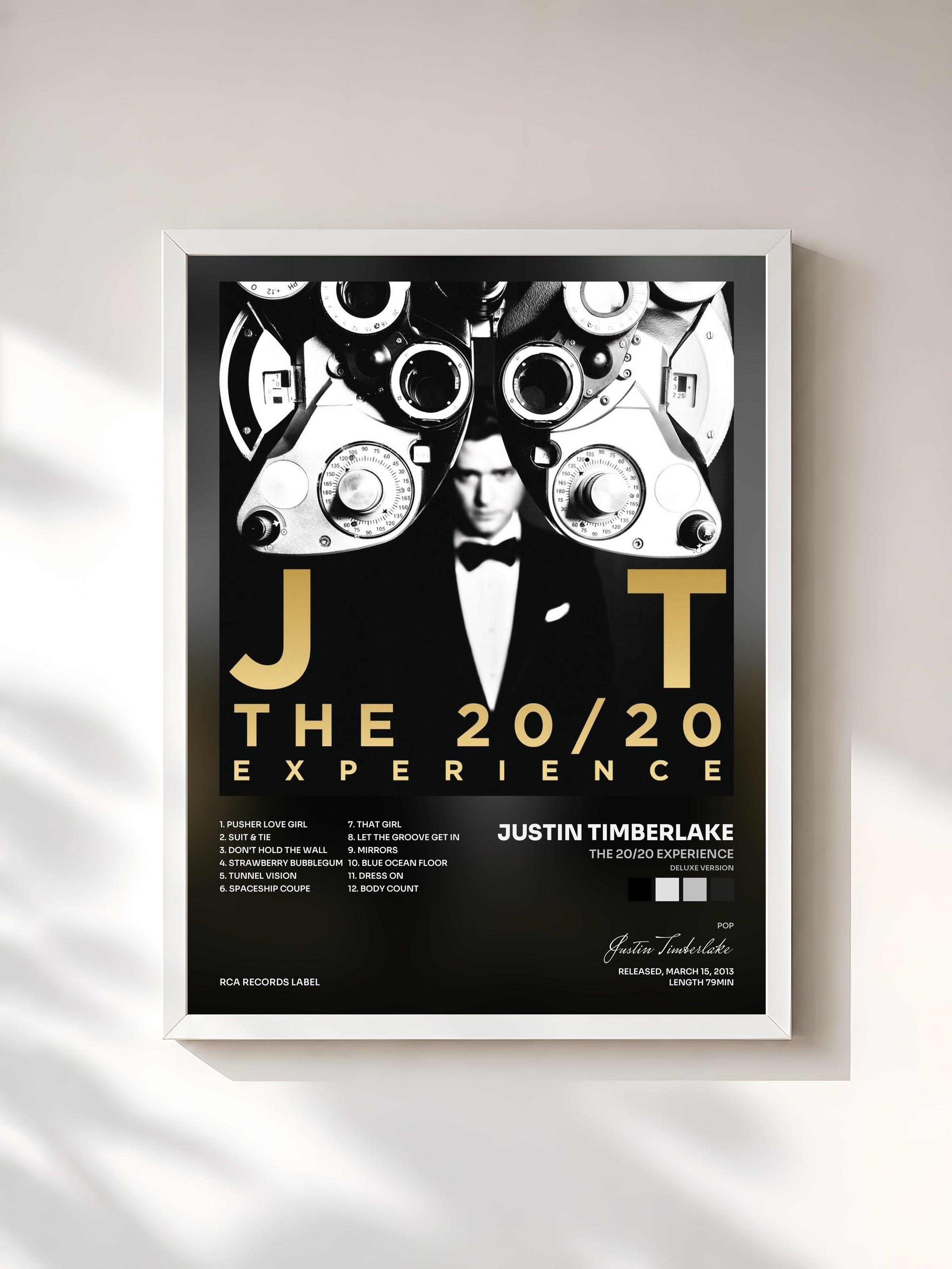 #blanc Tableau de l'album The 20/20 Experience (Deluxe Version) de Justin Timberlake, cadre blanc, imprimé et encadré en France