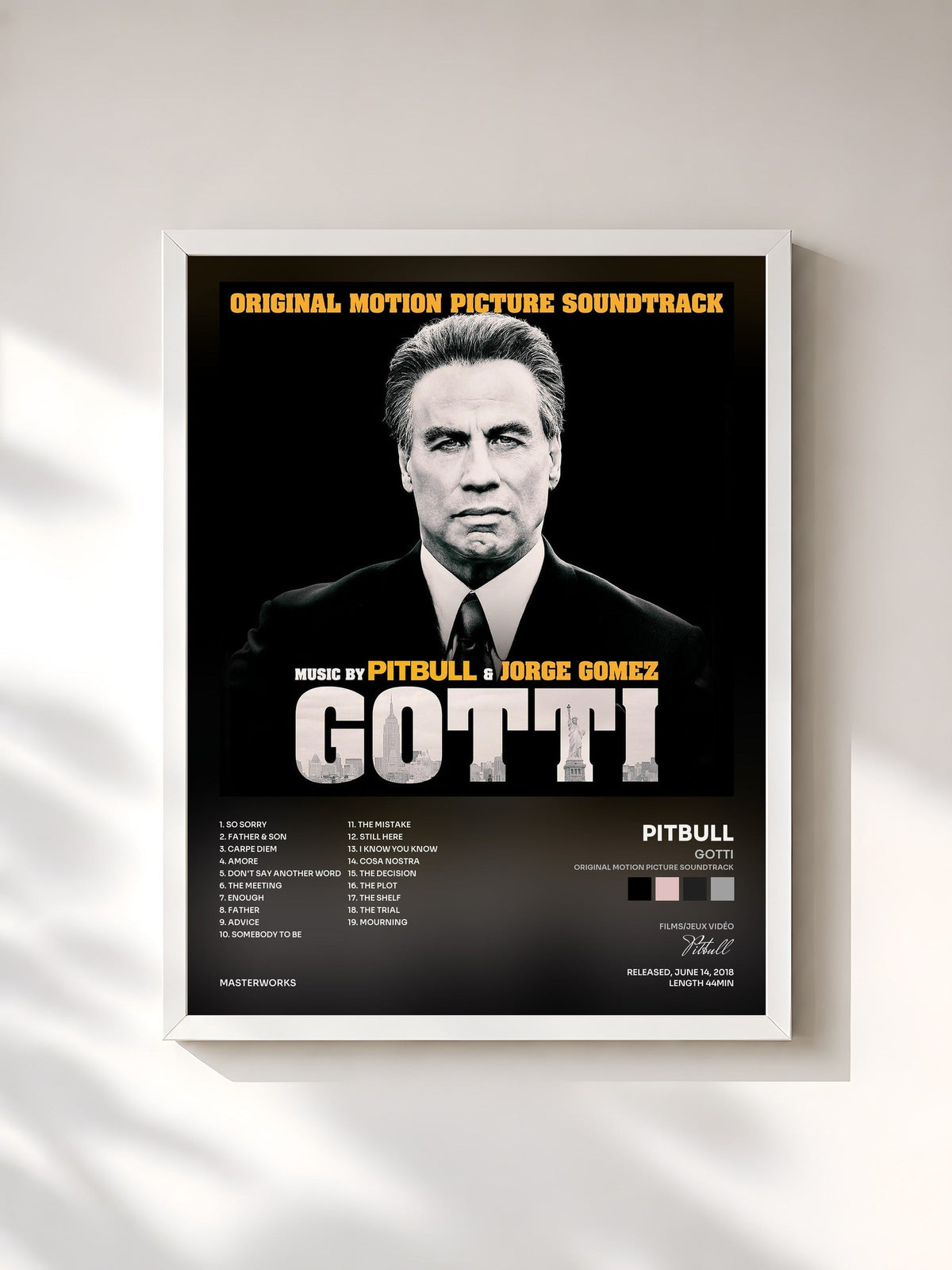 #blanc Gotti (Original Motion Picture Soundtrack) von Pitbull als gerahmter Kunstdruck, weißer Rahmen, gedruckt und gerahmt in Frankreich