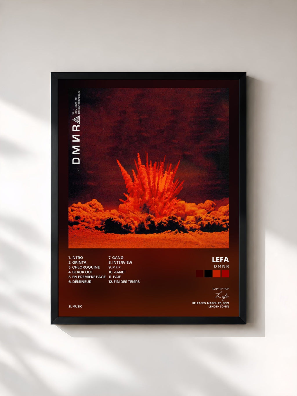 #noir D M N R by Lefa as a framed art print, black frame, printed and framed in France