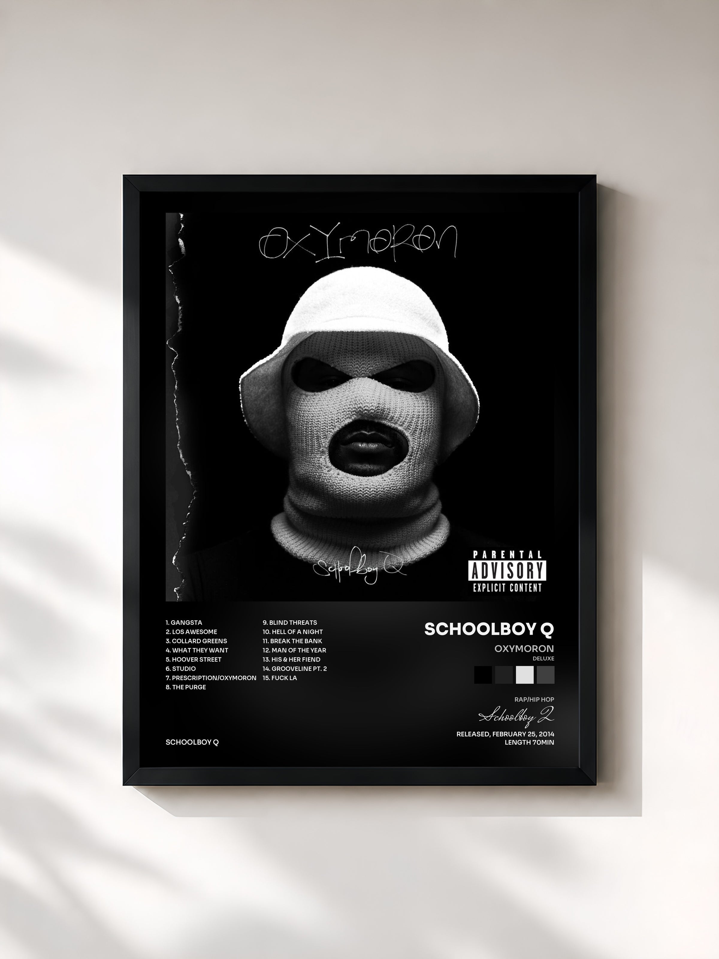 #noir Oxymoron (Deluxe) de Schoolboy Q en lámina enmarcada, marco negro, impresa y enmarcada en Francia