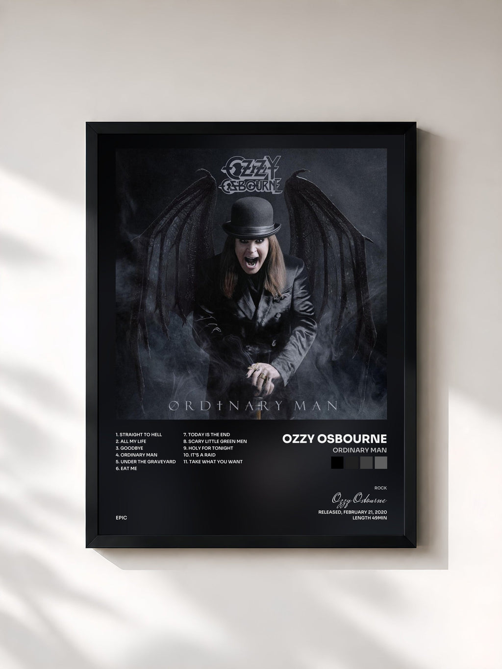 #noir Ordinary Man von Ozzy Osbourne als gerahmter Kunstdruck, schwarzer Rahmen, gedruckt und gerahmt in Frankreich