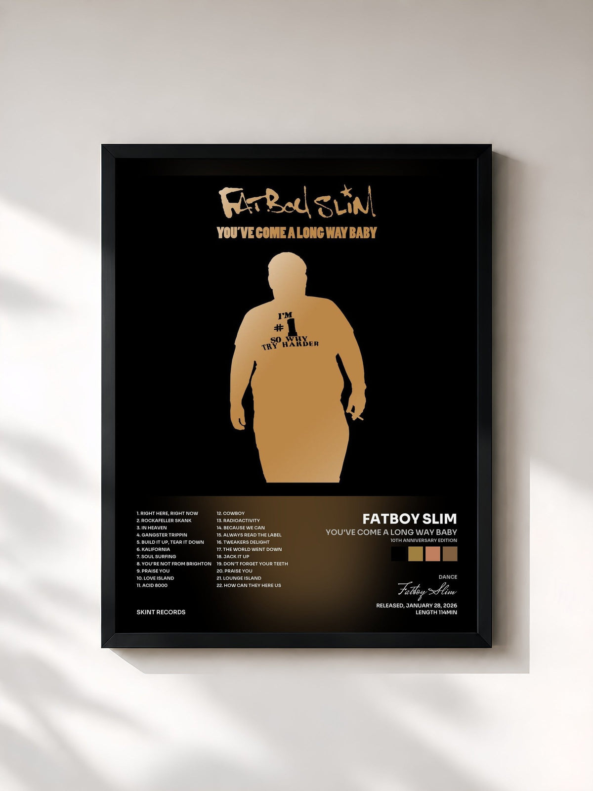 #noir Tableau de l'album You've Come a Long Way Baby (10th Anniversary Edition) de Fatboy Slim, cadre noir, imprimé et encadré en France
