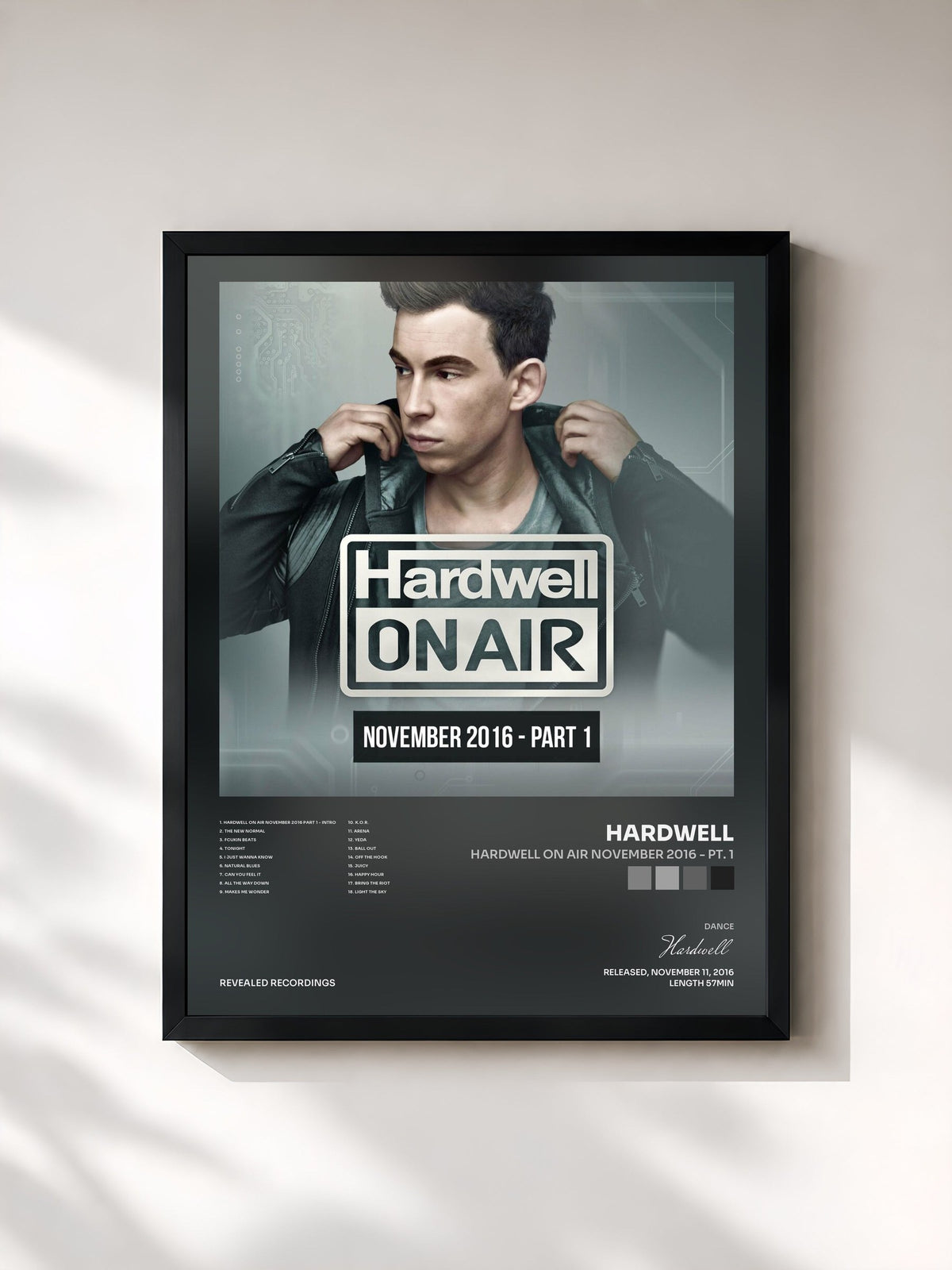 #noir Tableau de l'album Hardwell On Air November 2016 - Pt. 1 de Hardwell, cadre noir, imprimé et encadré en France