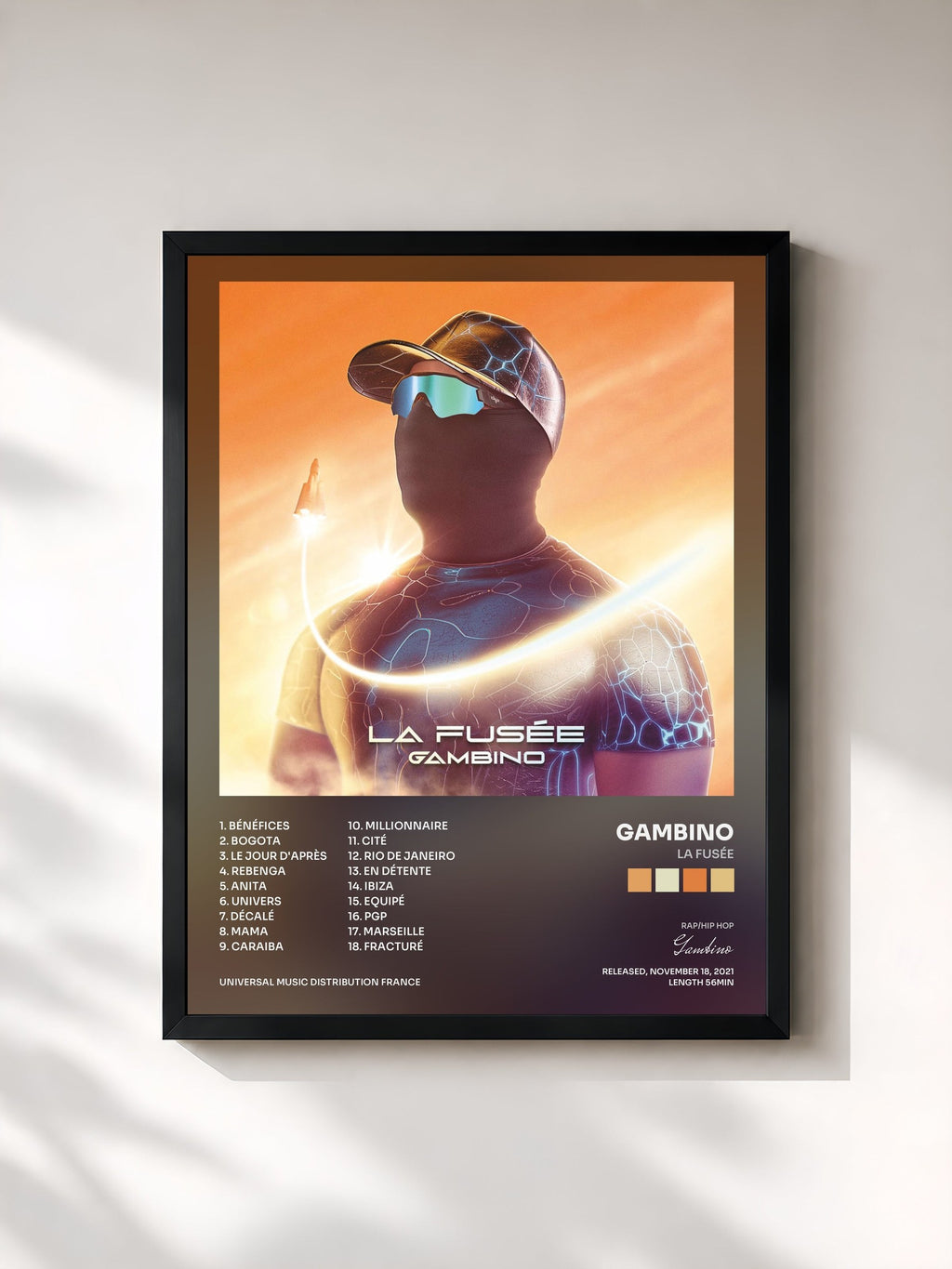 #noir Tableau de l'album La fusée de Gambino, cadre noir, imprimé et encadré en France