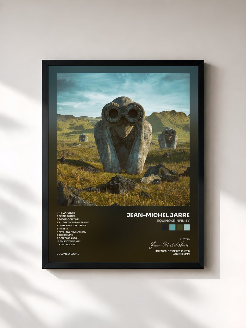 #noir Tableau de l'album Equinoxe Infinity de Jean-Michel Jarre, cadre noir, imprimé et encadré en France