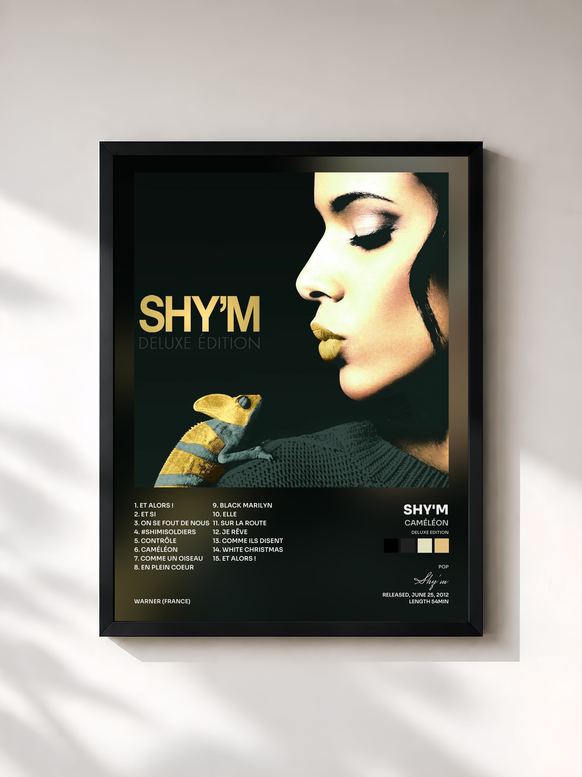 #noir Caméléon (Deluxe Edition) by Shy'm as a framed art print, black frame, printed and framed in France