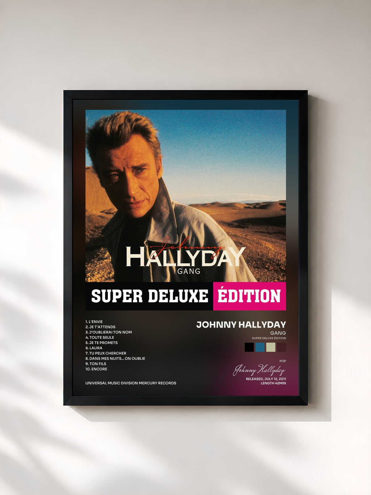 #noir Gang (Super deluxe édition) di Johnny Hallyday in stampa incorniciata, cornice nera, stampata e incorniciata in Francia