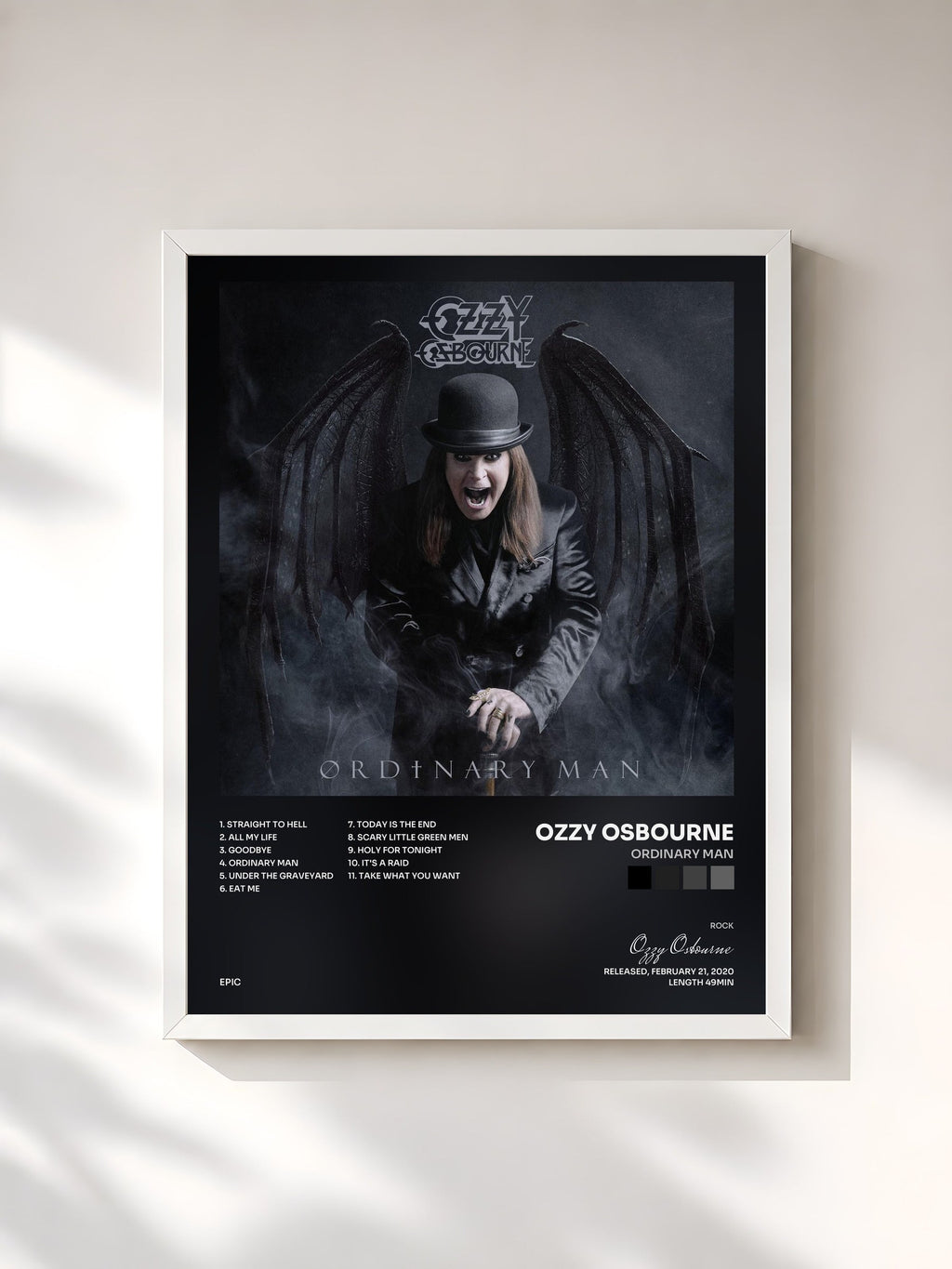#blanc Ordinary Man von Ozzy Osbourne als gerahmter Kunstdruck, weißer Rahmen, gedruckt und gerahmt in Frankreich
