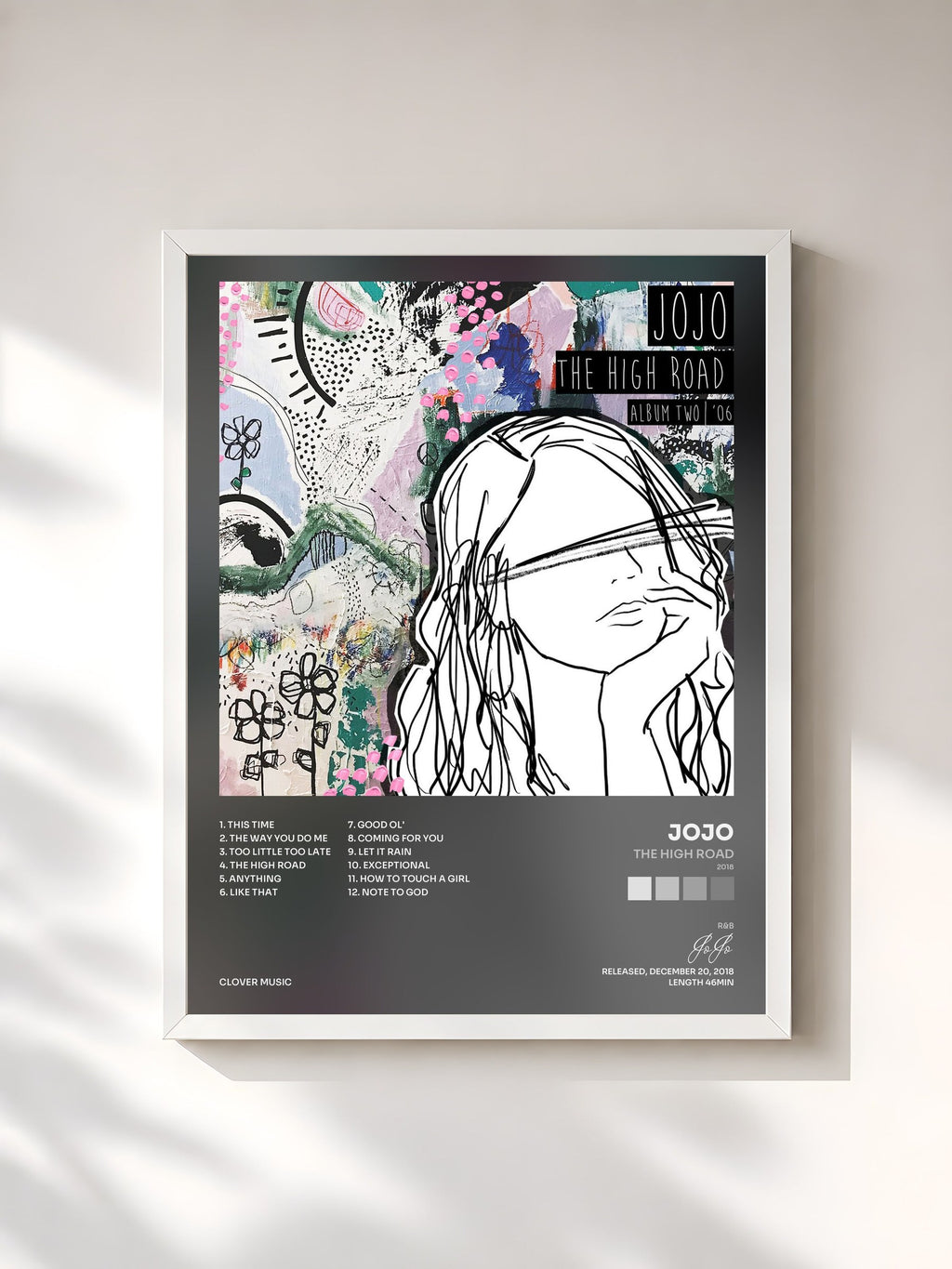 #blanc The High Road (2018) by JoJo as a framed art print, white frame, printed and framed in France