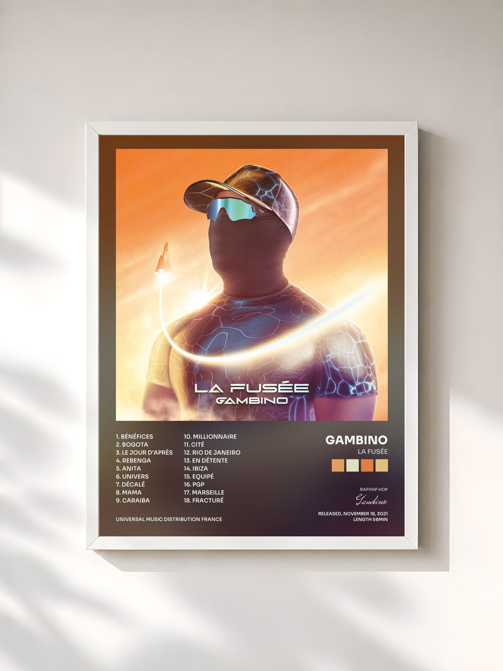 #blanc Tableau de l'album La fusée de Gambino, cadre blanc, imprimé et encadré en France