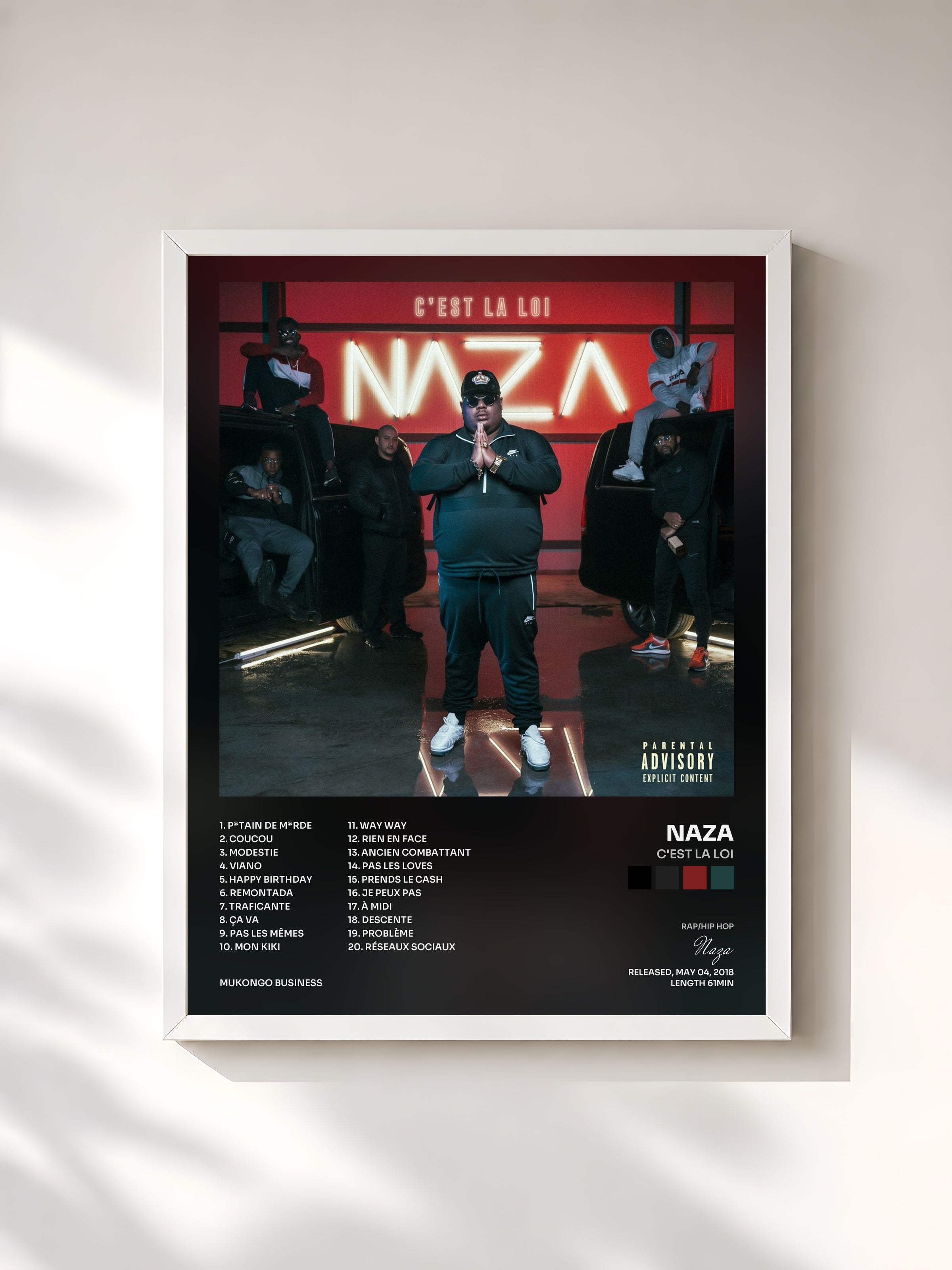 #blanc Tableau de l'album C'est la loi de Naza, cadre blanc, imprimé et encadré en France
