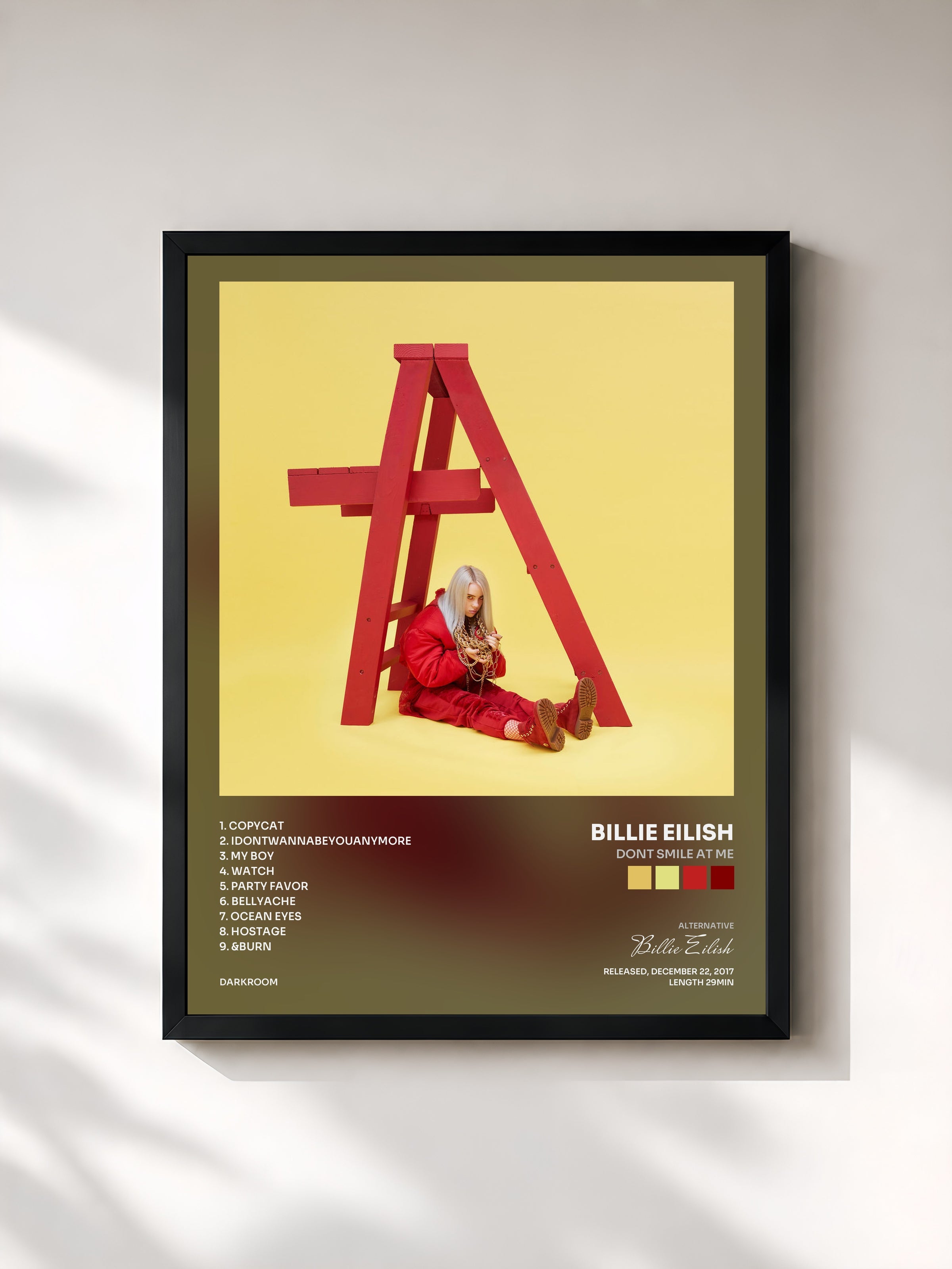 #noir dont smile at me di Billie Eilish in stampa incorniciata, cornice nera, stampata e incorniciata in Francia