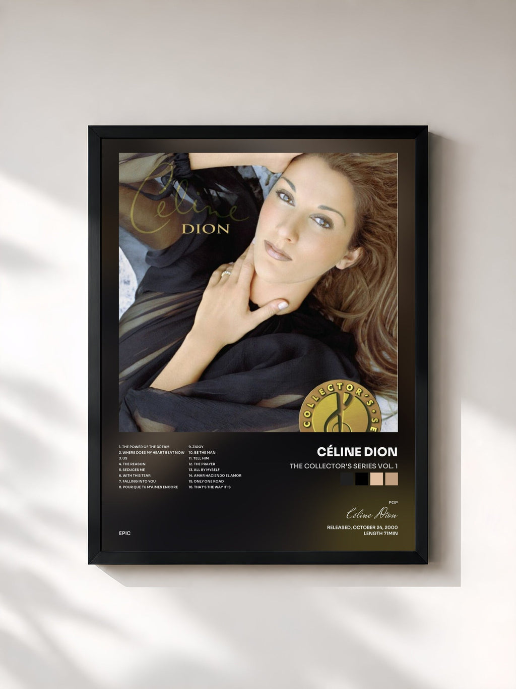 #noir The Collector's Series Vol. 1 von Céline Dion als gerahmter Kunstdruck, schwarzer Rahmen, gedruckt und gerahmt in Frankreich