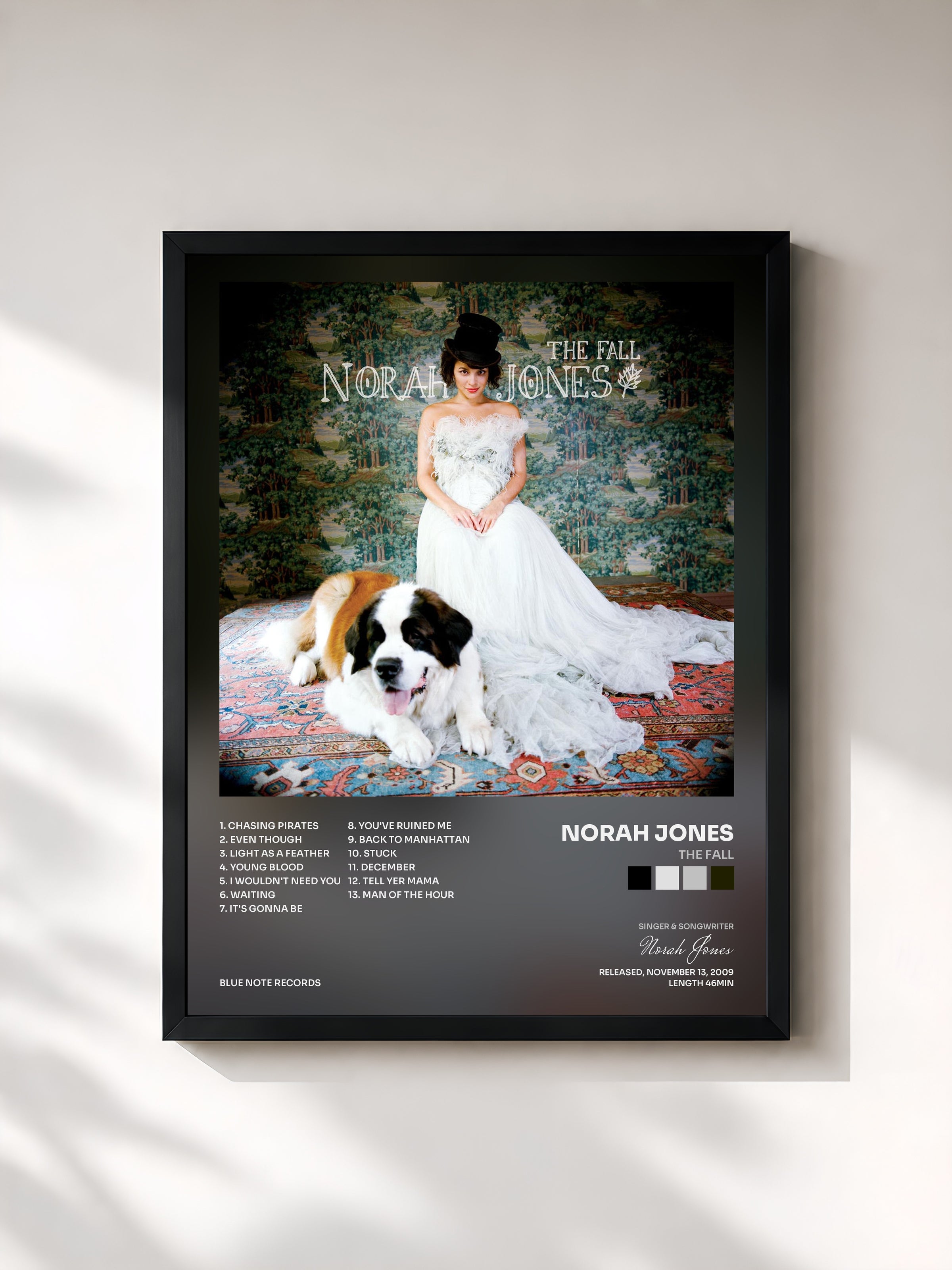 #noir Tableau de l'album The Fall de Norah Jones, cadre noir, imprimé et encadré en France