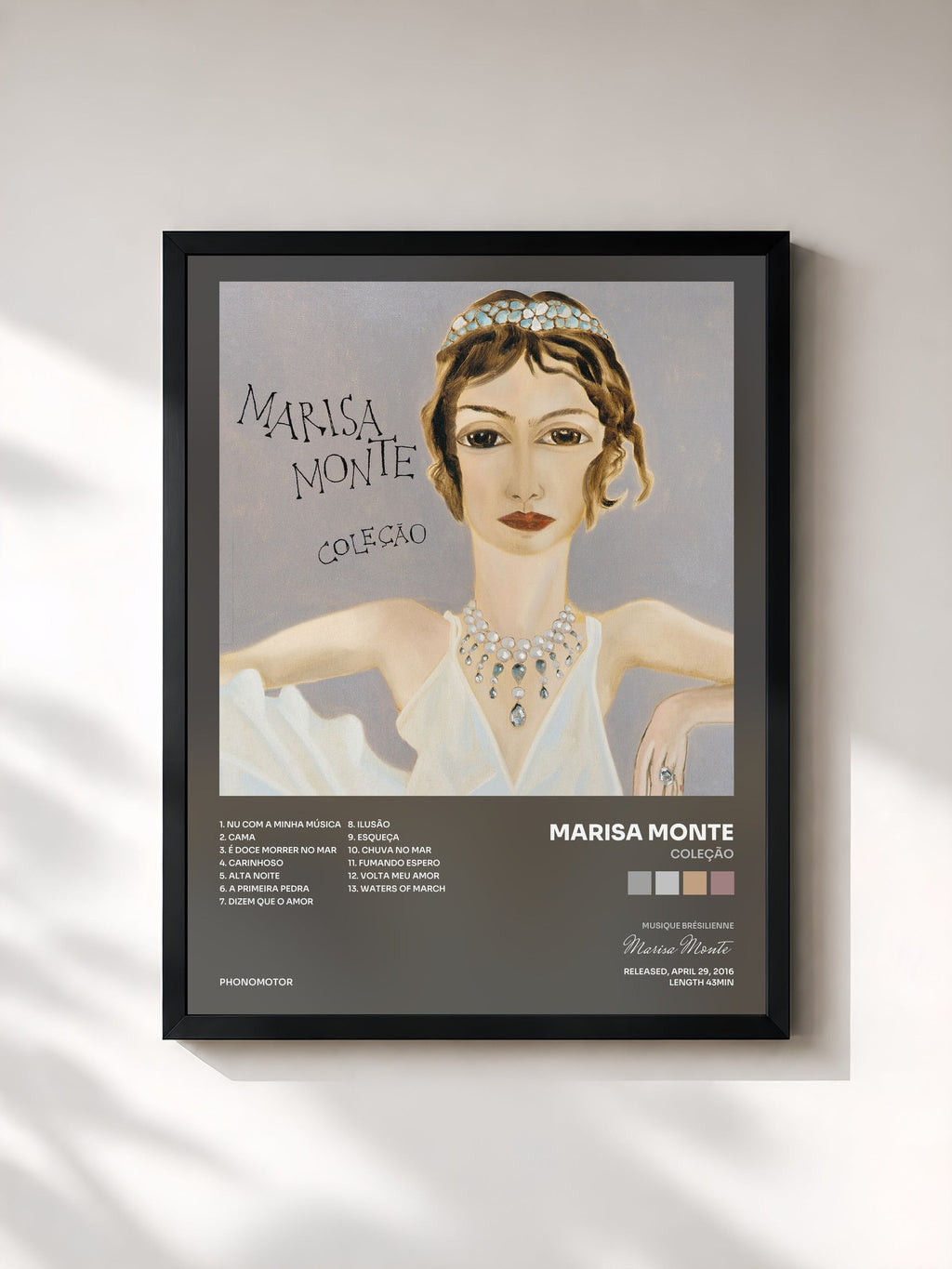#noir Tableau de l'album Coleção de Marisa Monte, cadre noir, imprimé et encadré en France
