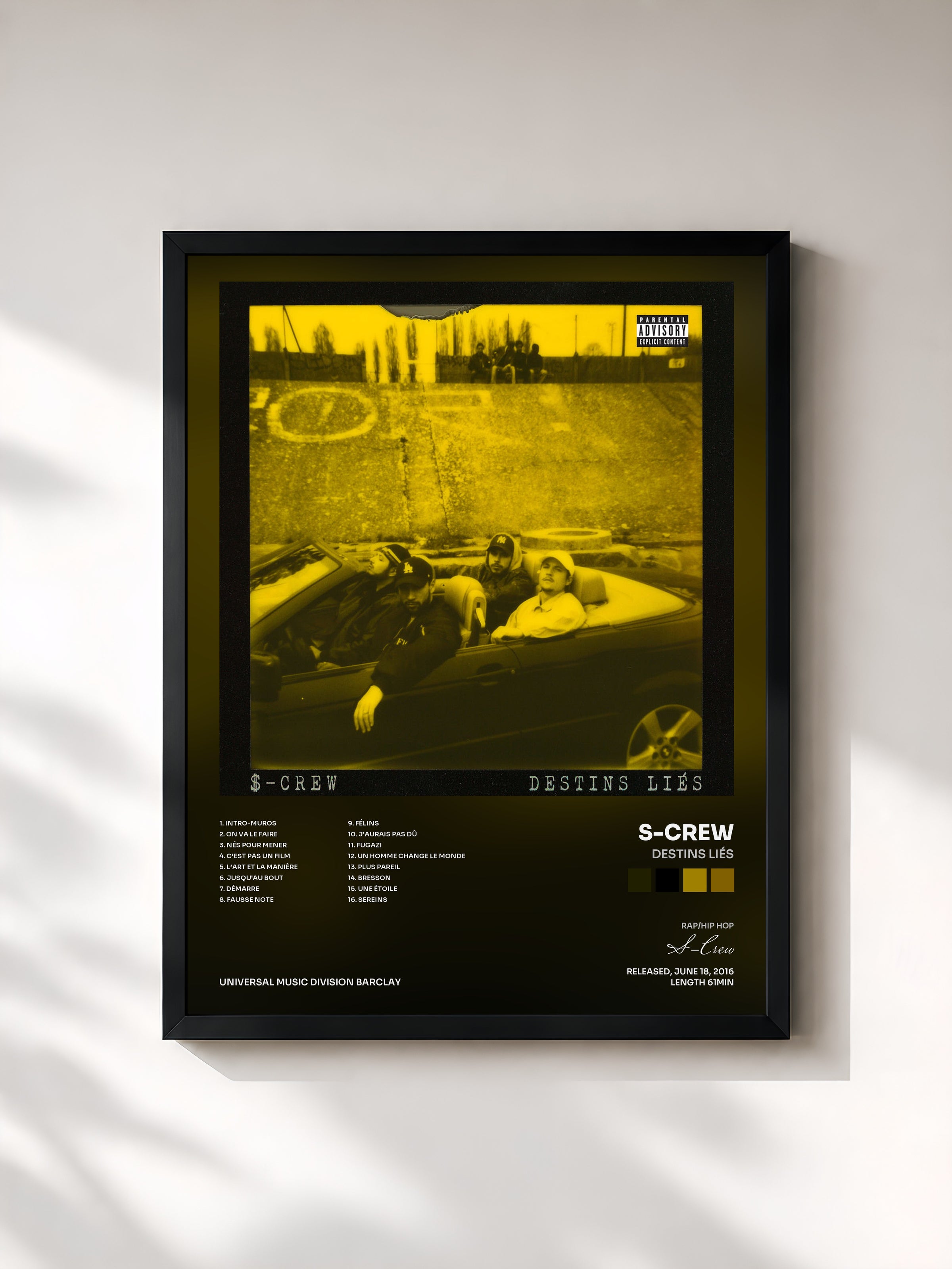 #noir Destins liés by S-Crew as a framed art print, black frame, printed and framed in France