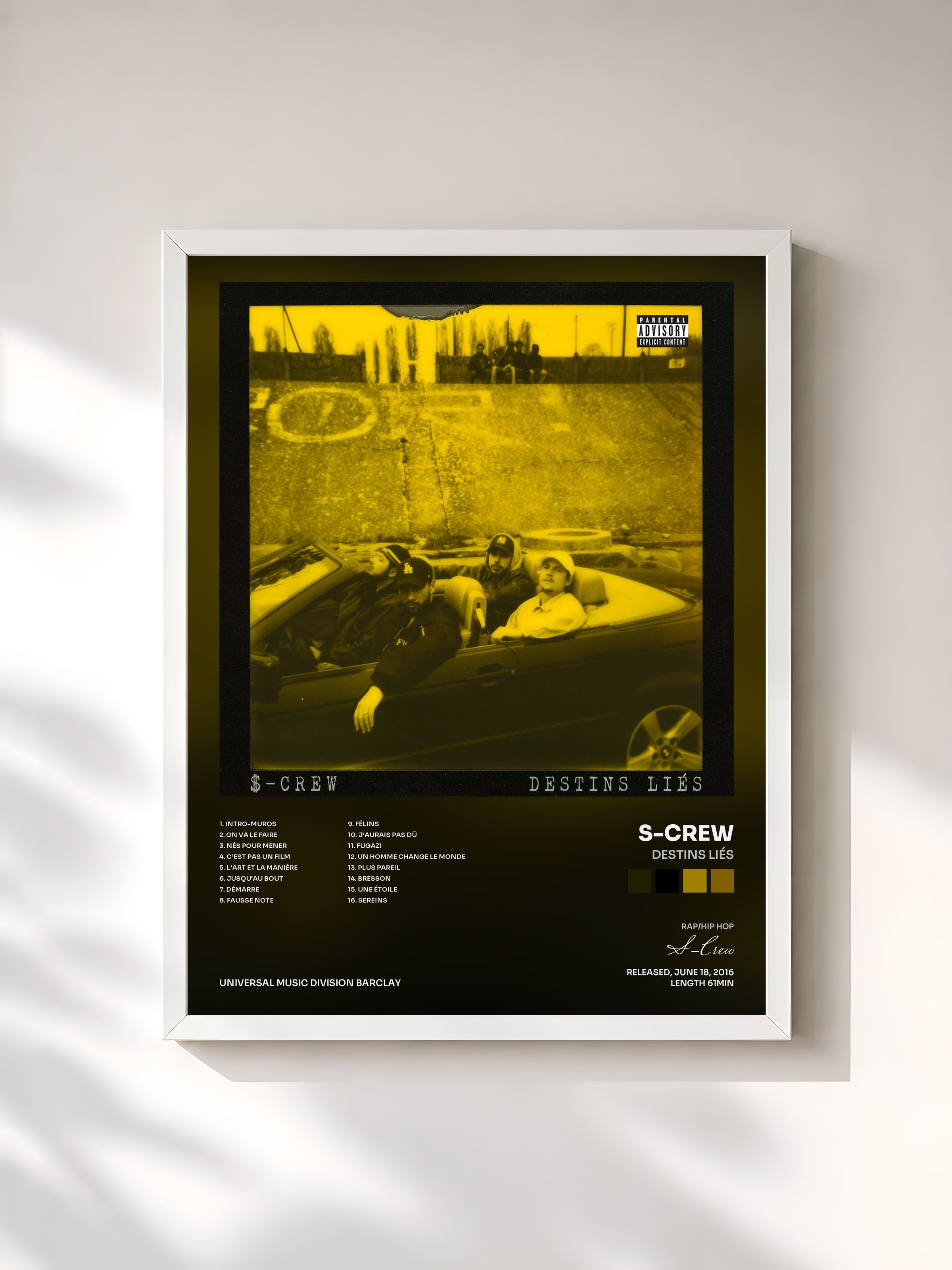 #blanc Destins liés by S-Crew as a framed art print, white frame, printed and framed in France