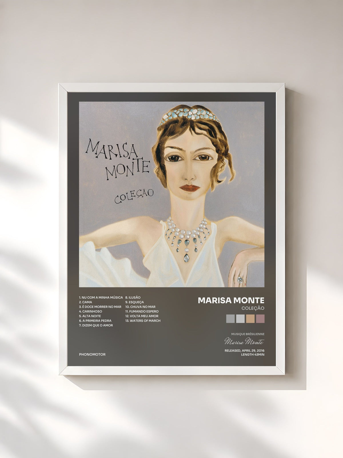 #blanc Tableau de l'album Coleção de Marisa Monte, cadre blanc, imprimé et encadré en France